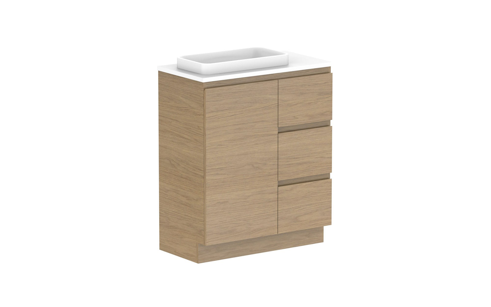 ADP Glacier Ensuite Door & Drawer Trio Floor Mount Vanity 750mm left offset bowl, benchtop