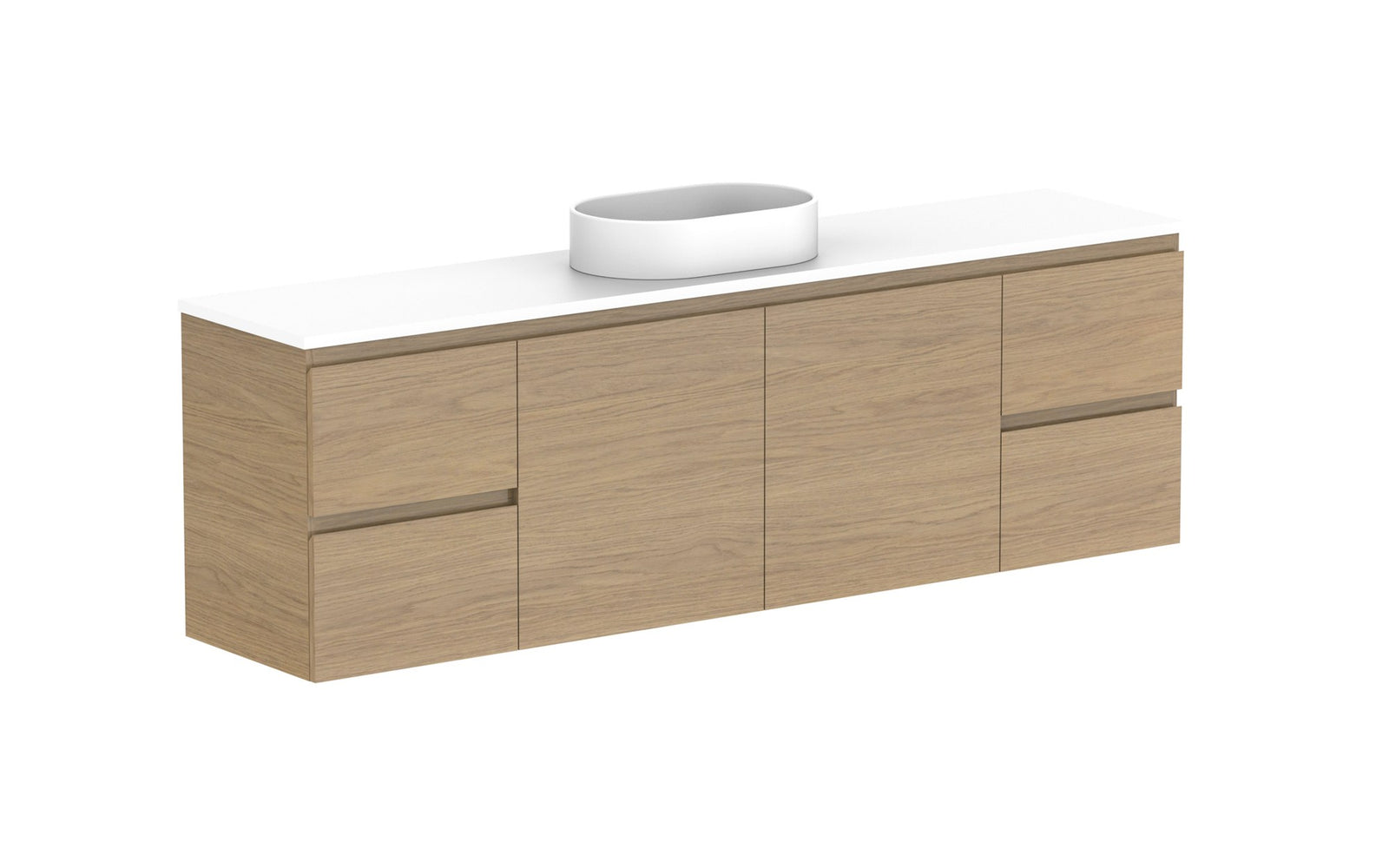 ADP Glacier Ensuite Door & Drawer Twin Wall Hung Vanity 1800mm centre bowl, benchtop