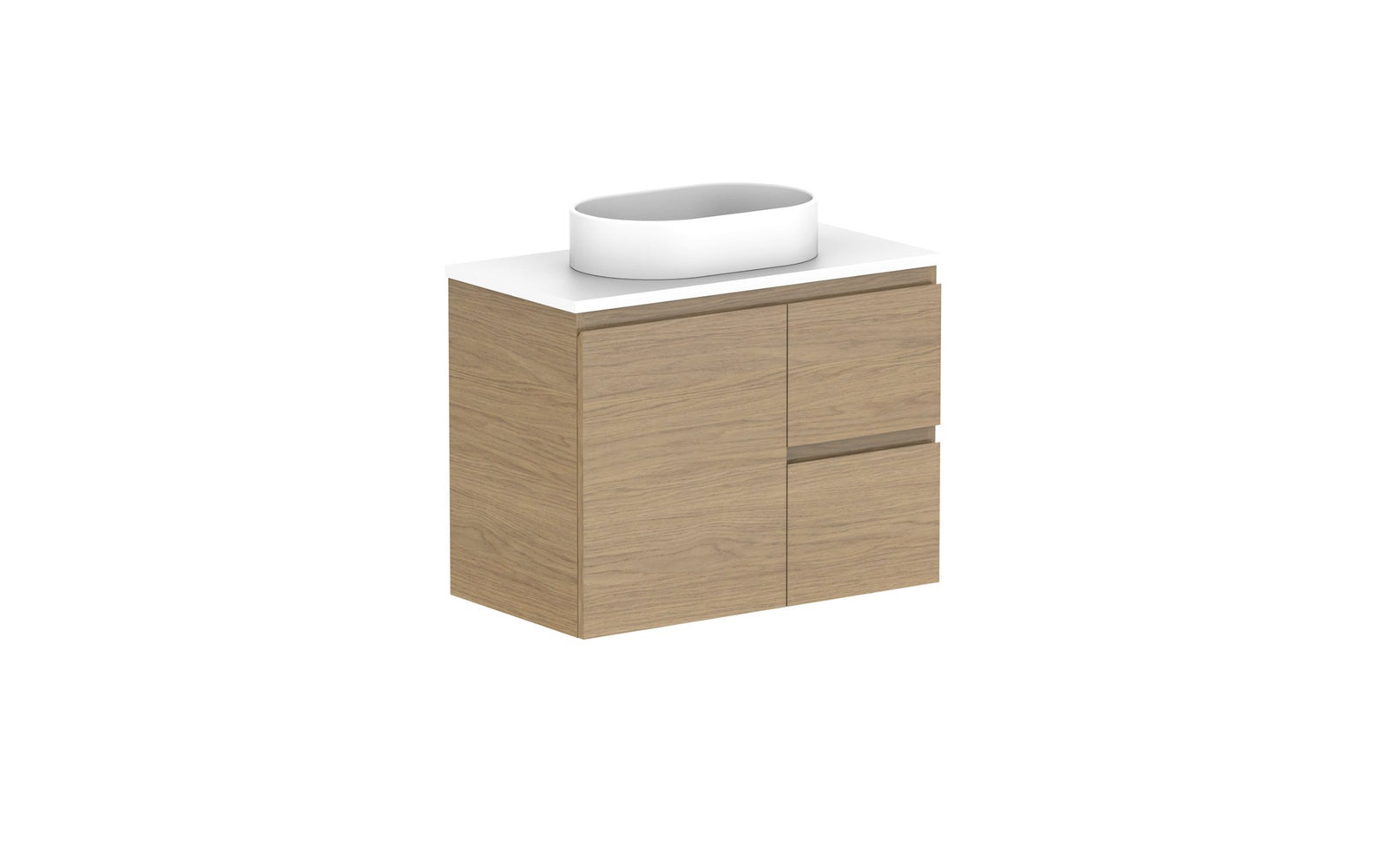 ADP Glacier Ensuite Door & Drawer Twin Wall Hung Vanity 750mm centre bowl, benchtop