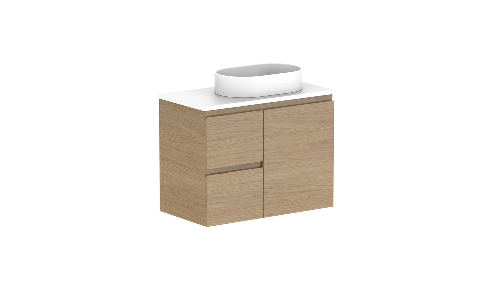 ADP Glacier Ensuite Door & Drawer Twin Wall Hung Vanity 750mm right offset bowl, benchtop