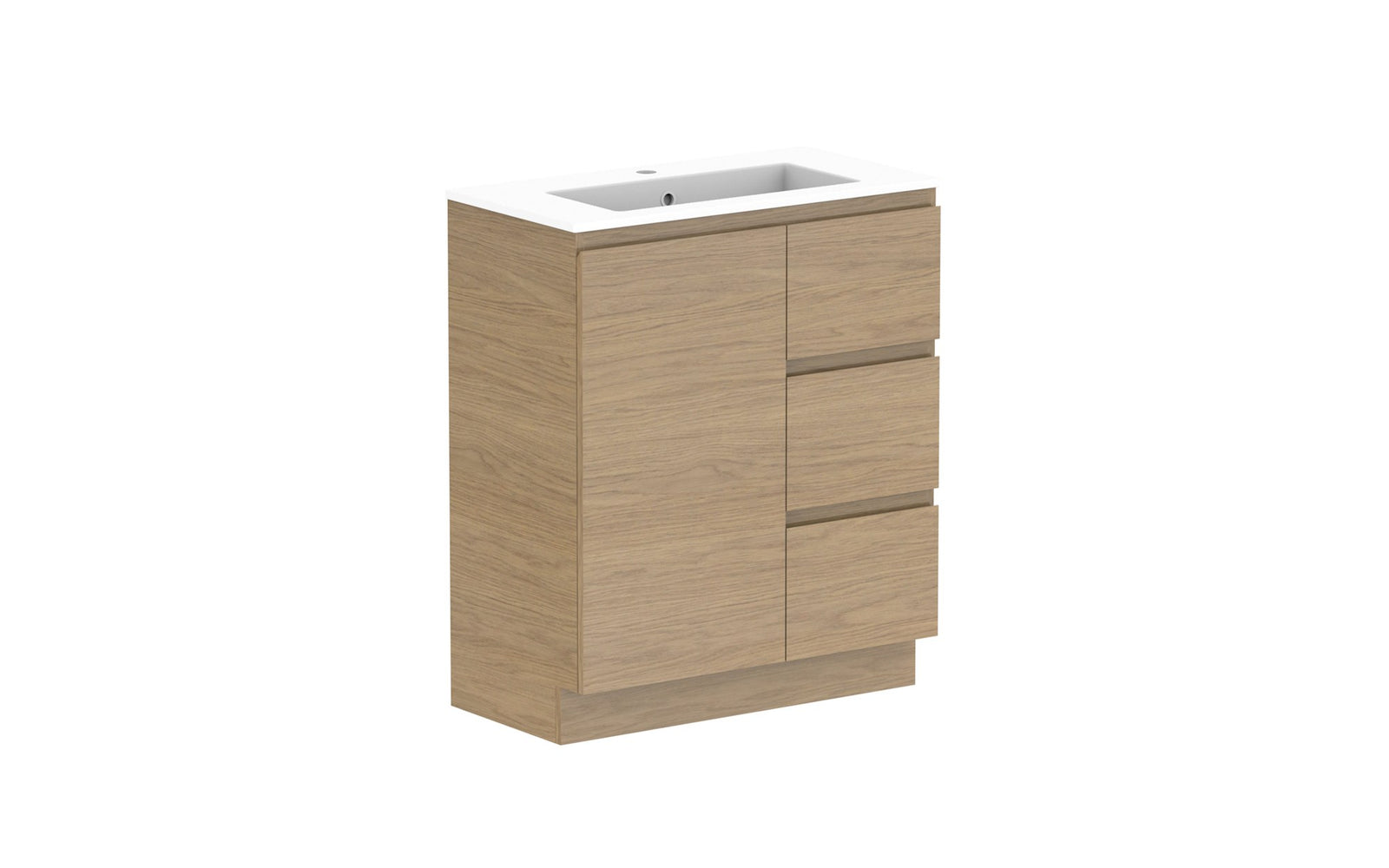 ADP Glacier Ensuite Door & Drawer Trio Floor Mount Vanity 750mm centre bowl, cast marble top
