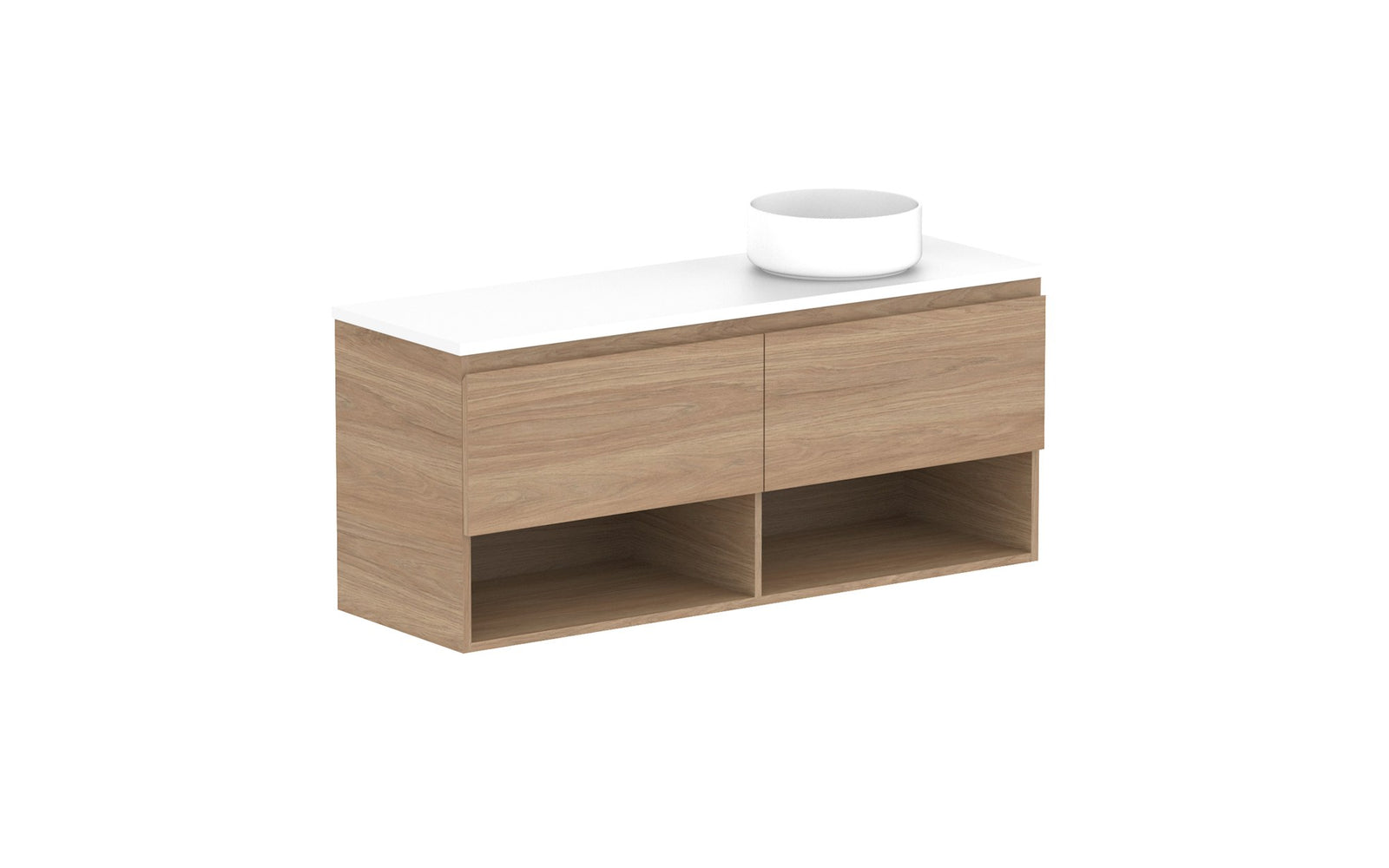 ADP Glacier Ensuite Shelf Slim Wall Hung Vanity 1200mm right offset bowl, benchtop