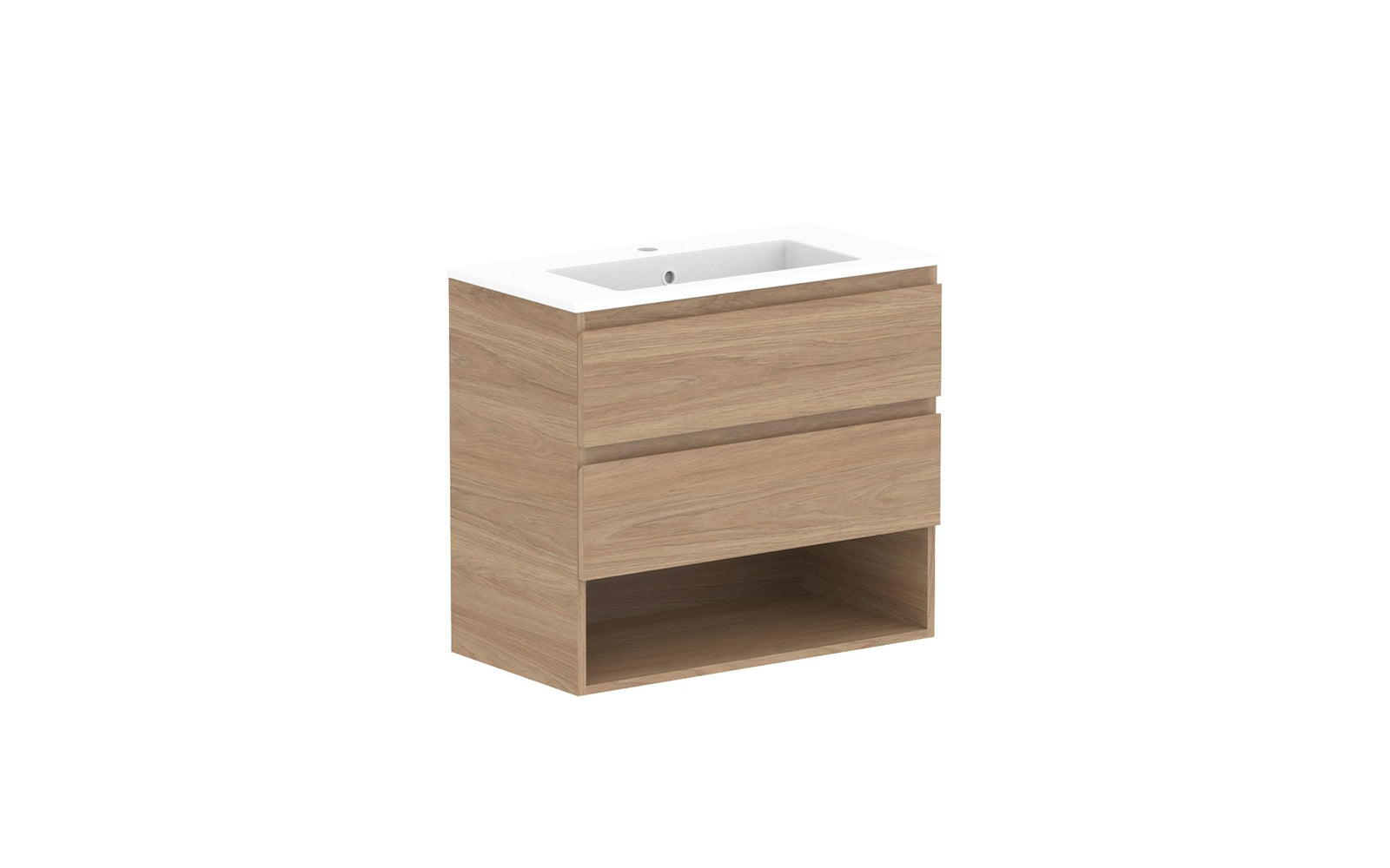 ADP Glacier Ensuite Shelf Twin Wall Hung Vanity 750mm, cast marble top