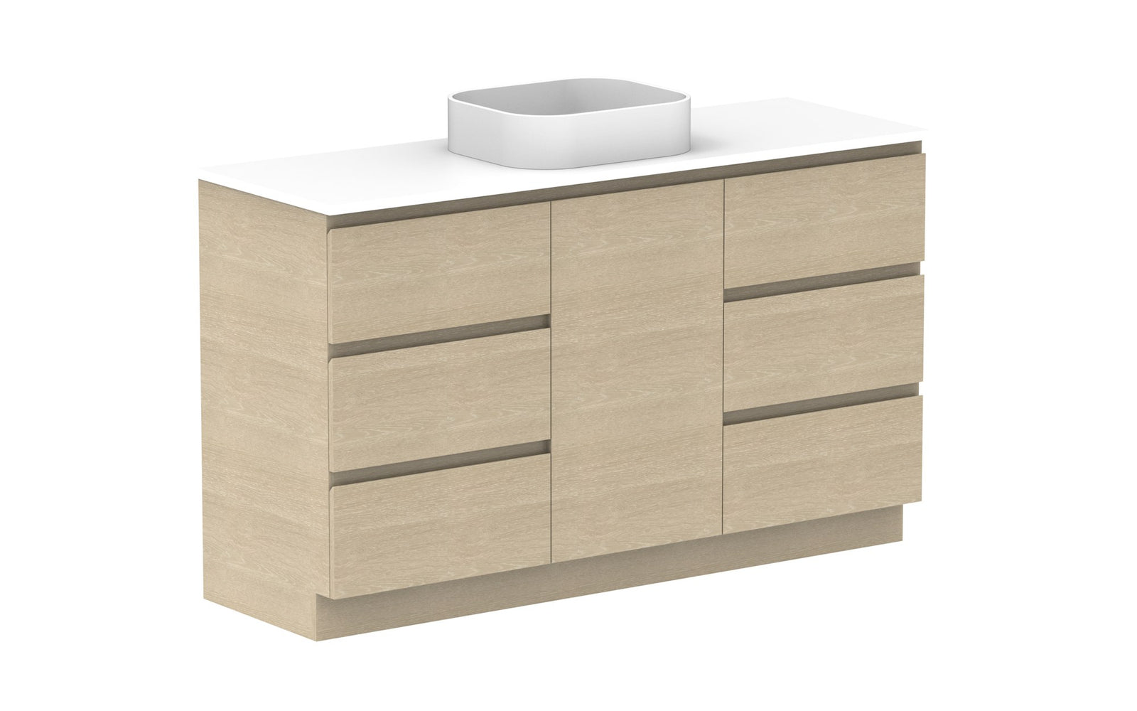 ADP Glacier Hamper Trio Floor Mount Vanity 1500mm centre bowl