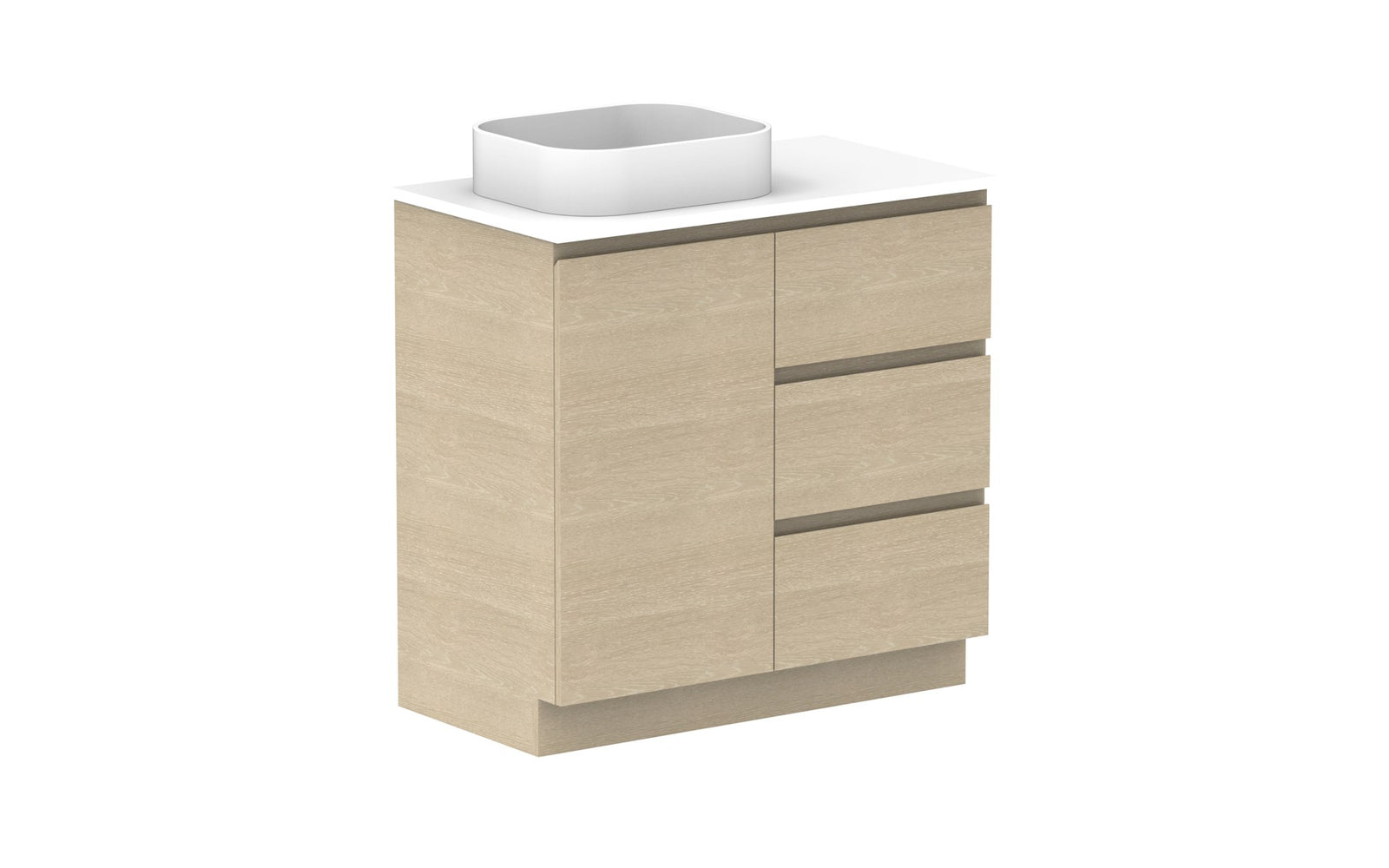 ADP Glacier Hamper Trio Floor Mount Vanity 900mm left offset bowl