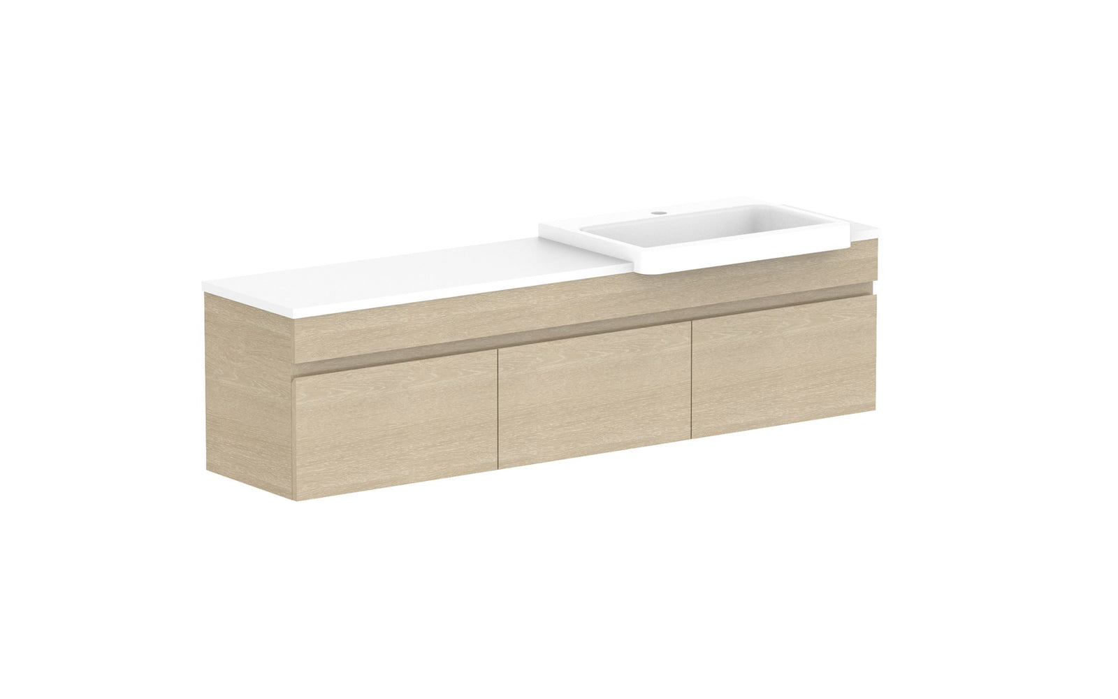 ADP Glacier Semi-Recessed All-Door Slim Wall Hung Vanity 1500mm right offset bowl, benchtop