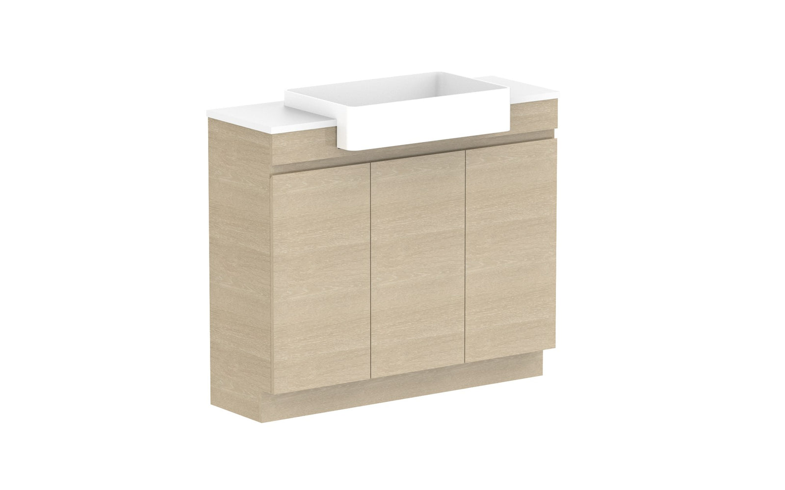 ADP Glacier Semi-Recessed All-Door Trio Floor Mount Vanity 1050mm centre bowl, benchtop