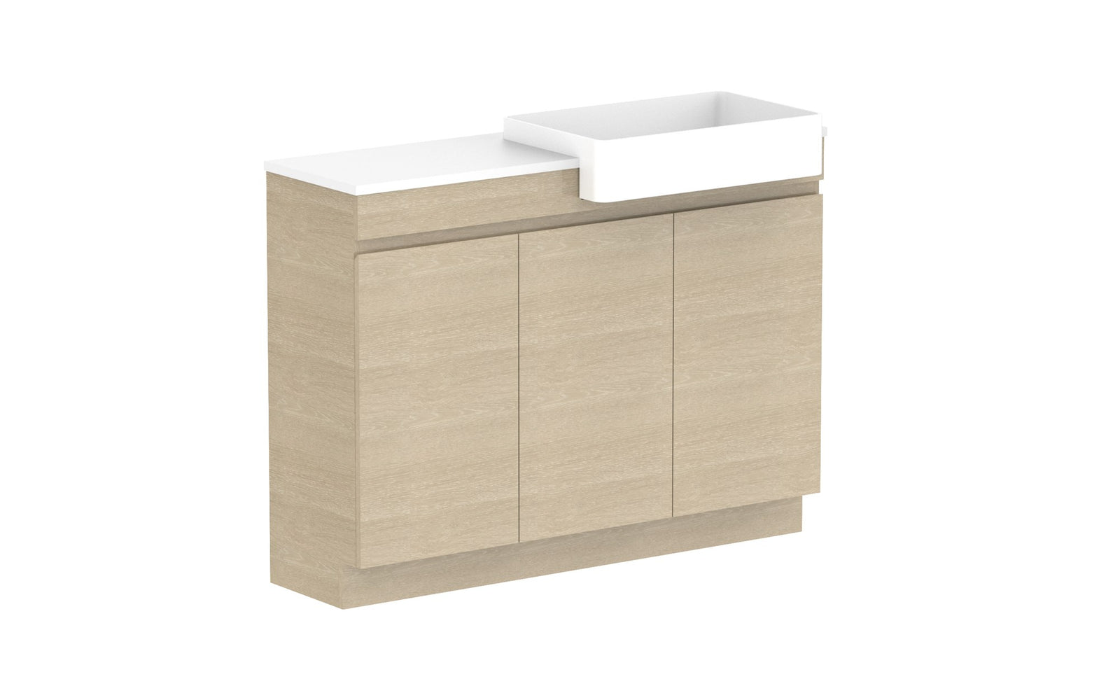 ADP Glacier Semi-Recessed All-Door Trio Floor Mount Vanity 1200mm right offset bowl, benchtop