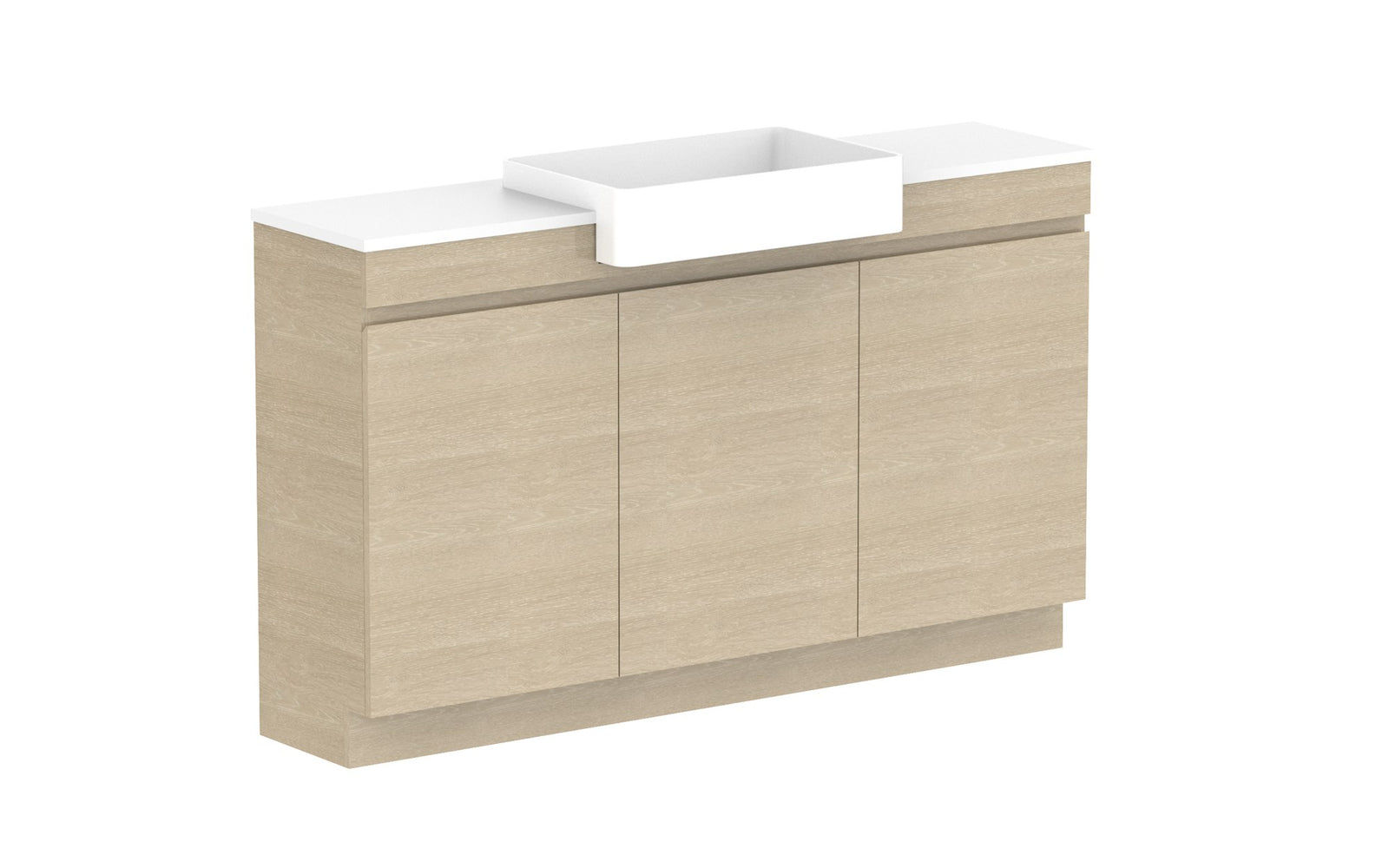 ADP Glacier Semi-Recessed All-Door Trio Floor Mount Vanity 1500mm centre bowl, benchtop