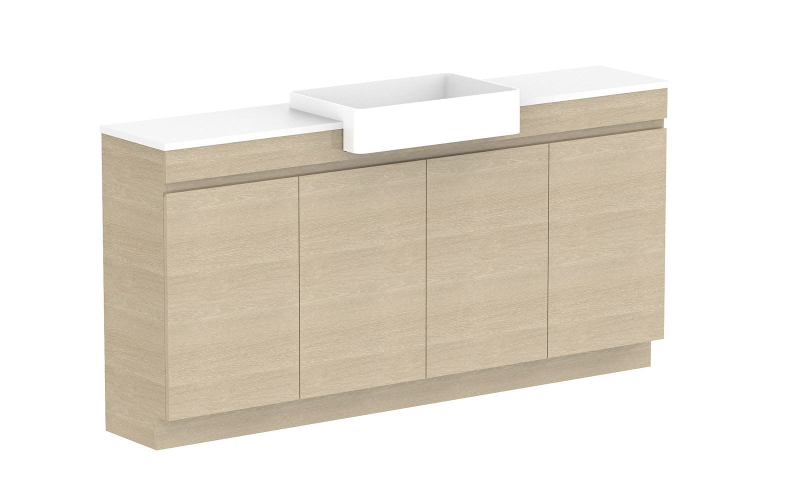 ADP Glacier Semi-Recessed All-Door Trio Floor Mount Vanity 1800mm centre bowl, benchtop