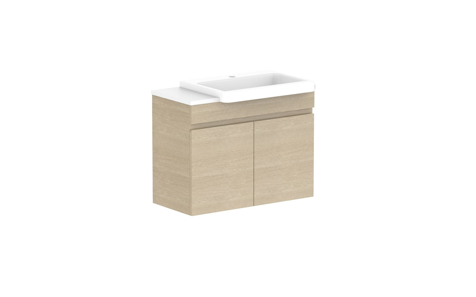 ADP Glacier Semi-Recessed All-Door Twin Wall Hung Vanity 750mm right offset bowl, benchtop