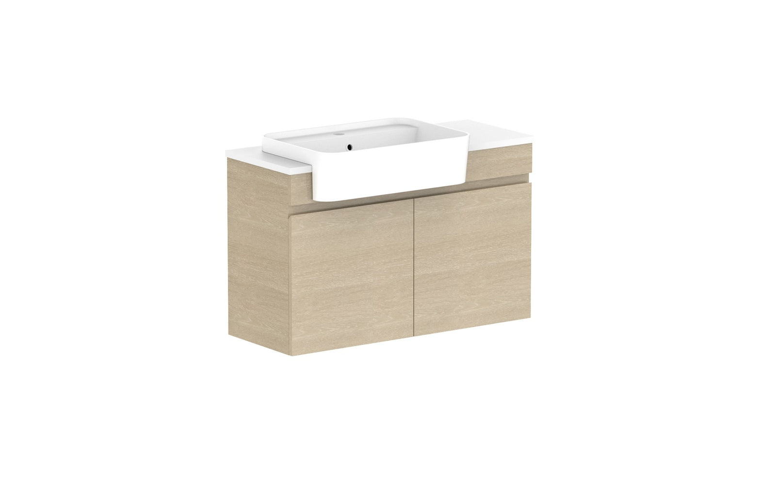 ADP Glacier Semi-Recessed All-Door Twin Wall Hung Vanity 900mm left offset bowl, benchtop