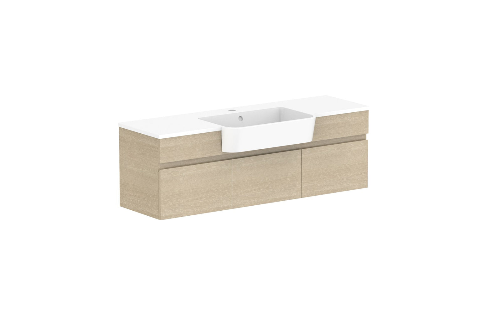 ADP Glacier Semi-Recessed All-Door Slim Wall Hung Vanity 1200mm centre bowl, cast marble top