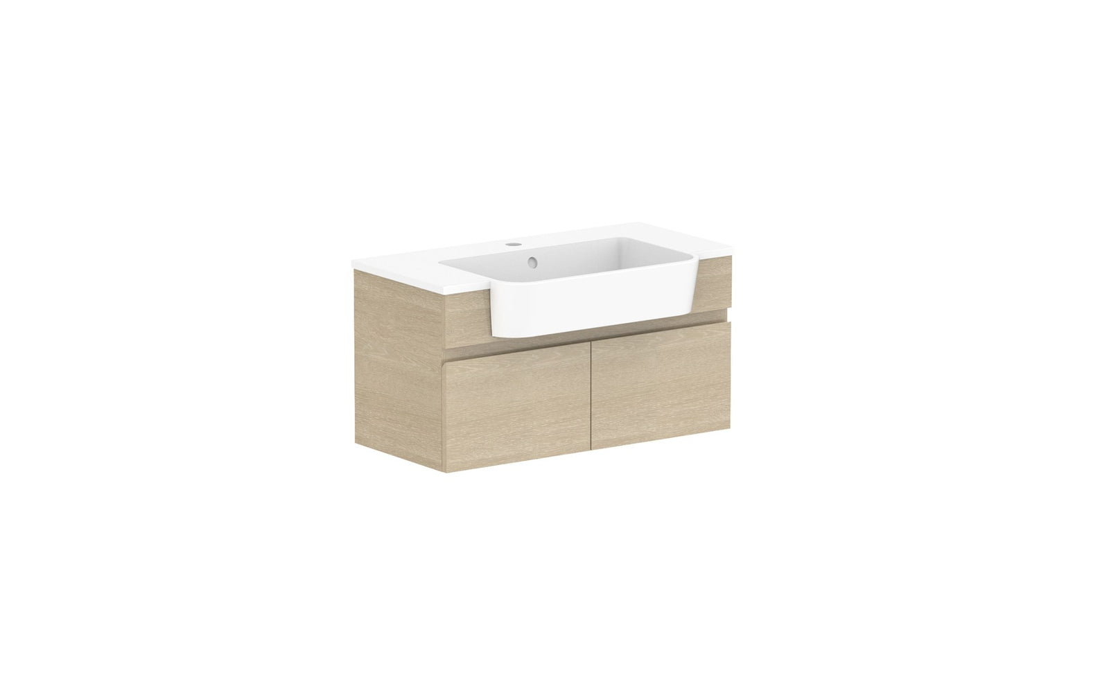 ADP Glacier Semi-Recessed All-Door Slim Wall Hung Vanity 750mm centre bowl, cast marble top