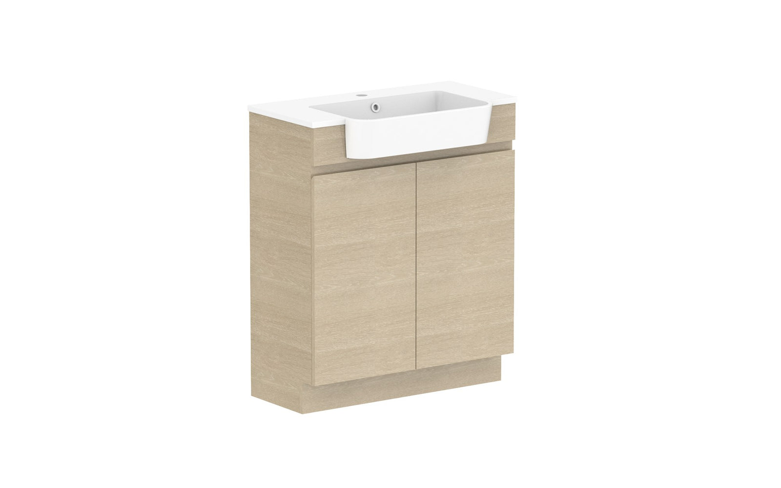ADP Glacier Semi-Recessed All-Door Trio Floor Mount Vanity 750mm centre bowl, cast marble top