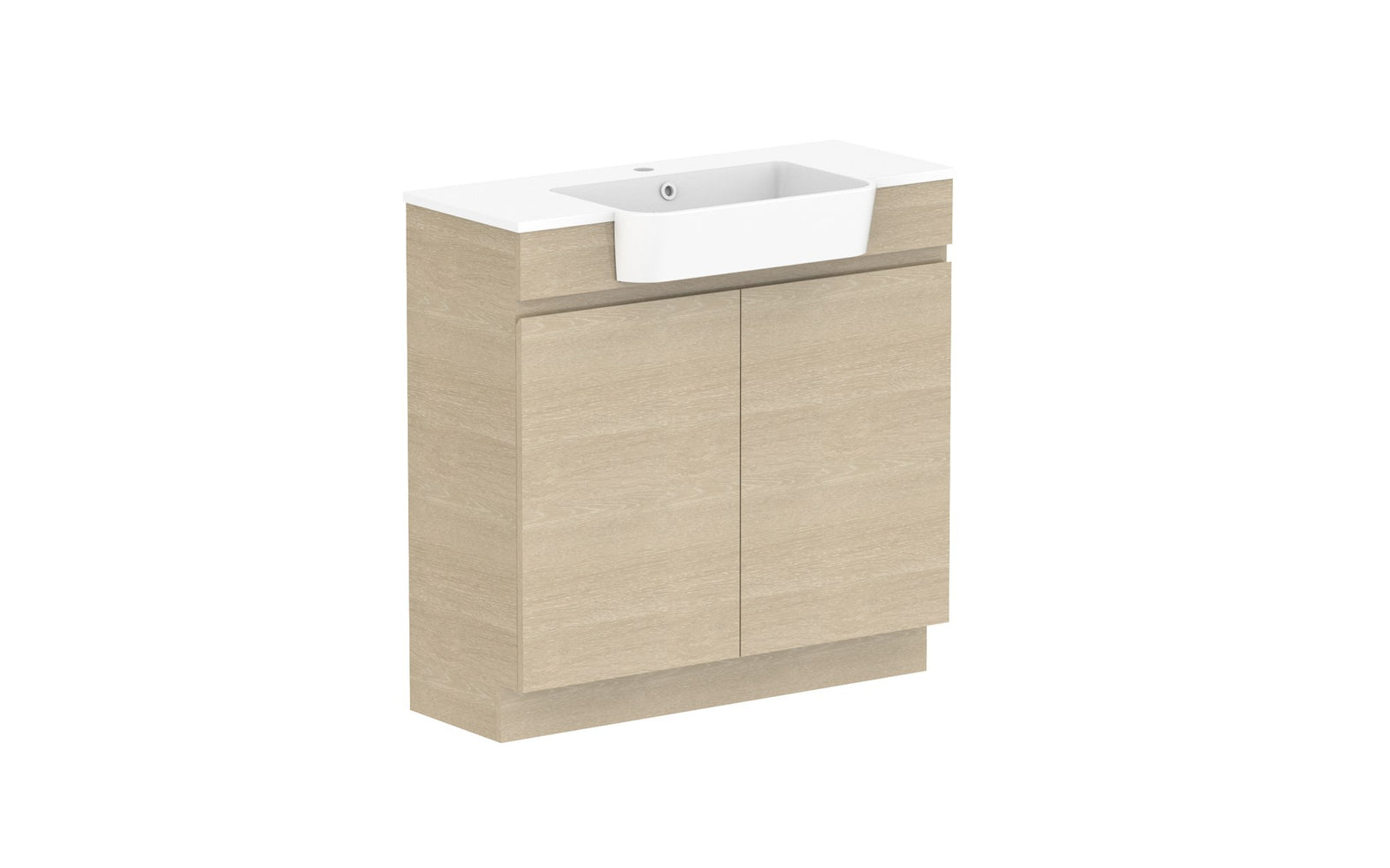 ADP Glacier Semi-Recessed All-Door Trio Floor Mount Vanity 900mm centre bowl, cast marble top