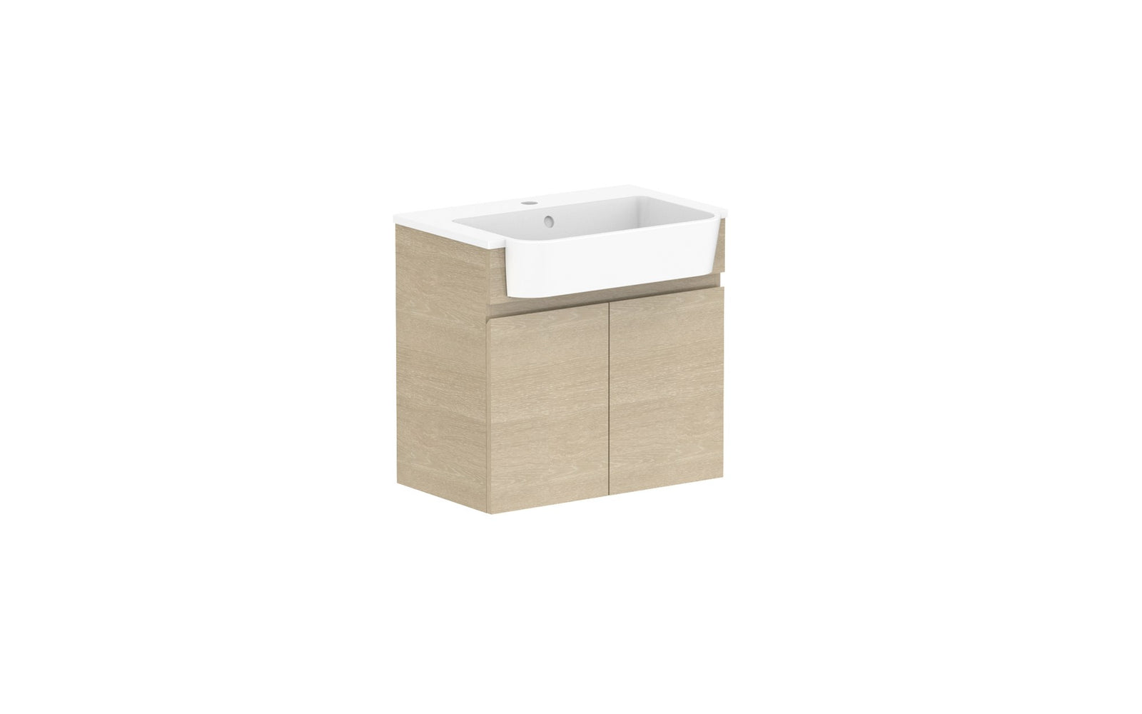 ADP Glacier Semi-Recessed All-Door Twin Wall Hung Vanity 600mm centre bowl, cast marble top