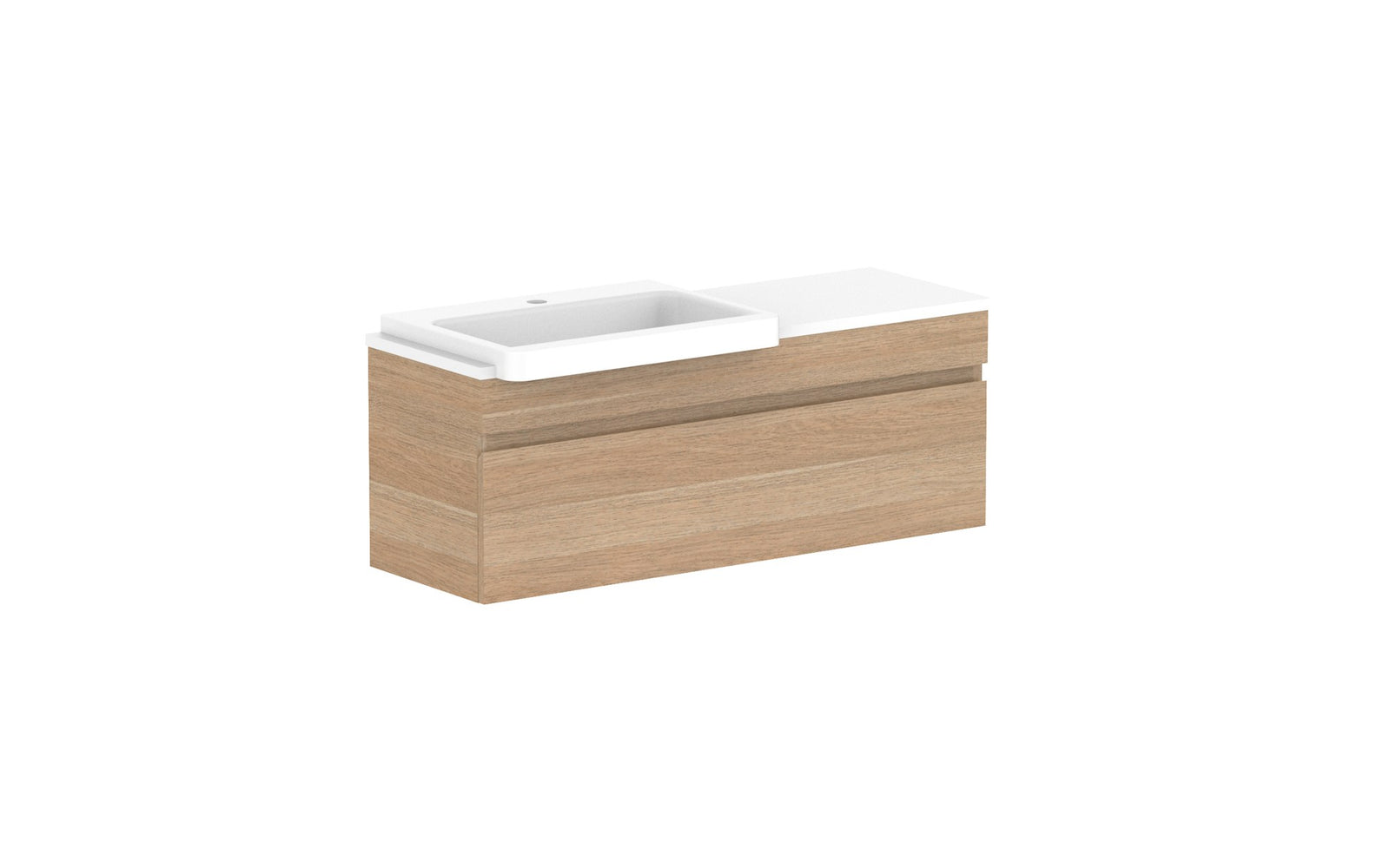 ADP Glacier Semi-Recessed All-Drawer Slim Wall Hung Vanity 1050mm left offset bowl, benchtop