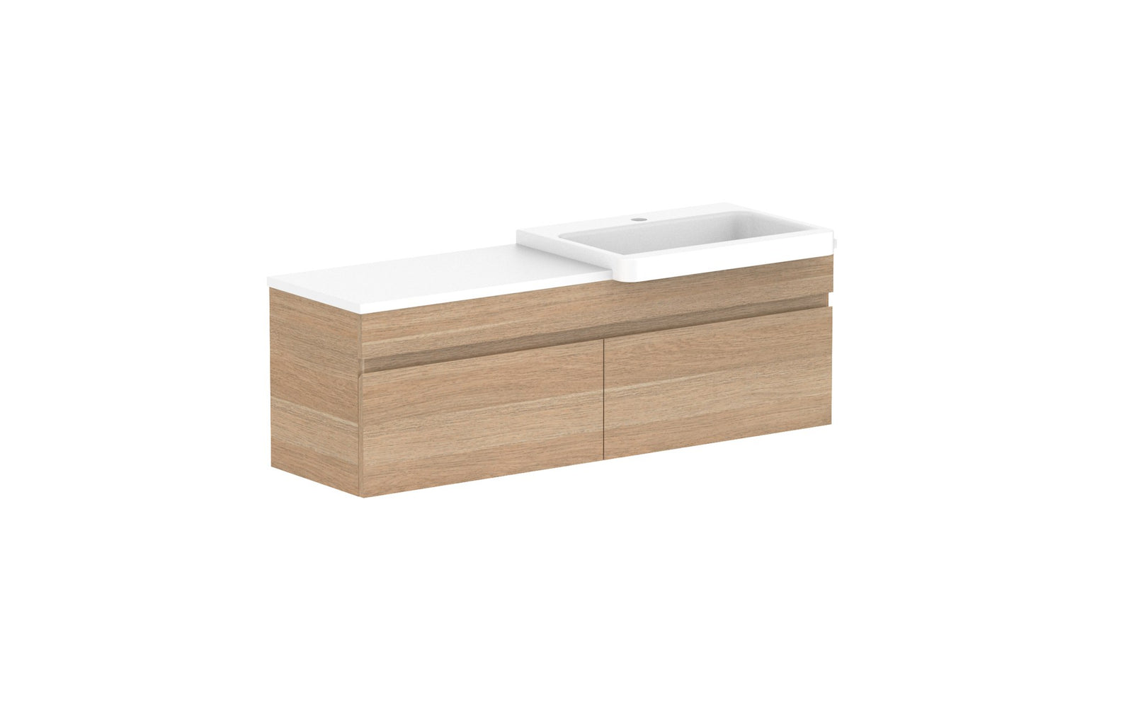 ADP Glacier Semi-Recessed All-Drawer Slim Wall Hung Vanity 1200mm right offset bowl, benchtop
