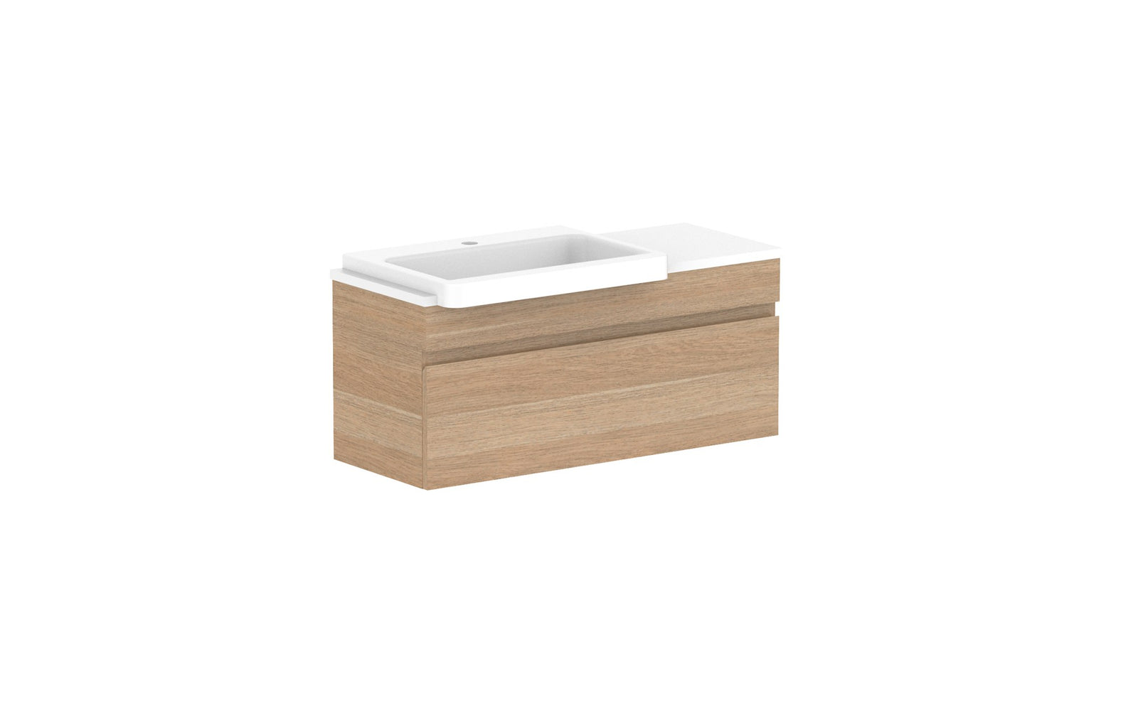 ADP Glacier Semi-Recessed All-Drawer Slim Wall Hung Vanity 900mm left offset bowl, benchtop