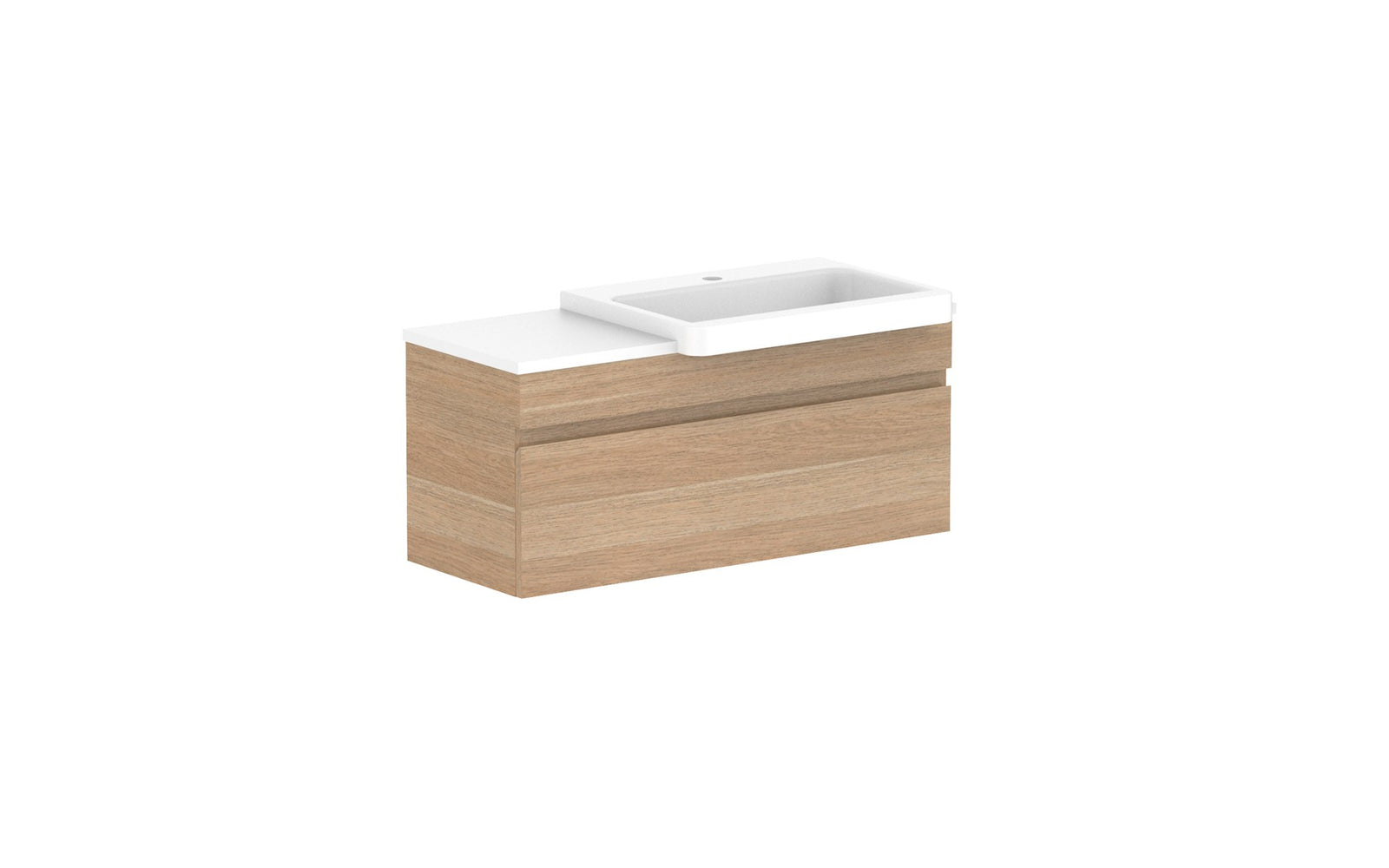 ADP Glacier Semi-Recessed All-Drawer Slim Wall Hung Vanity 900mm right offset bowl, benchtop