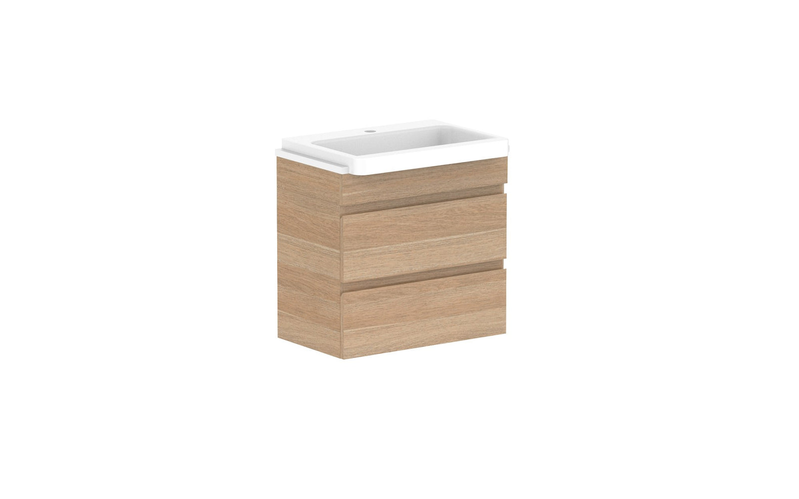 ADP Glacier Semi-Recessed All-Drawer Twin Wall Hung Vanity 600mm centre bowl, benchtop