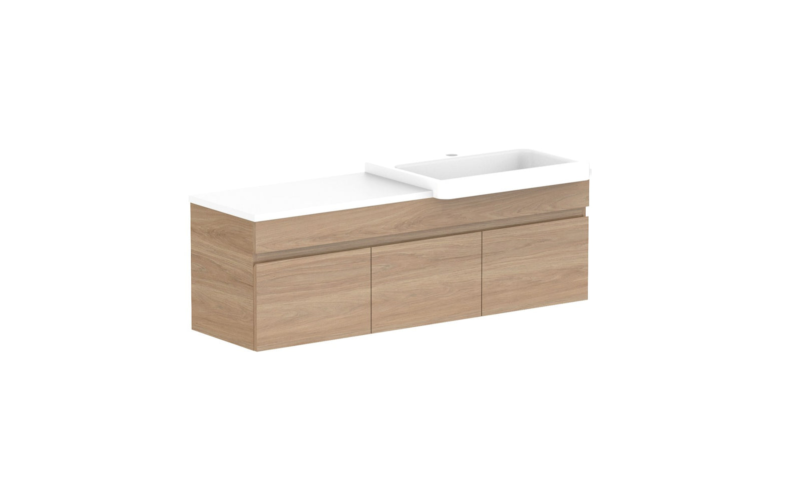 ADP Glacier Semi-Recessed Door & Drawer Slim Wall Hung Vanity 1200mm right offset bowl, benchtop