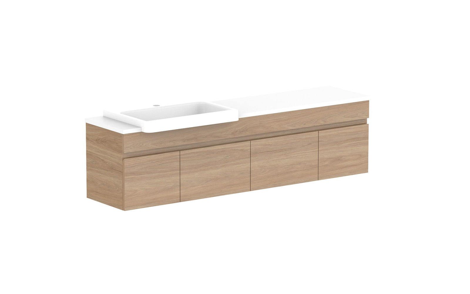 ADP Glacier Semi-Recessed Door & Drawer Slim Wall Hung Vanity 1500mm left offset bowl, benchtop