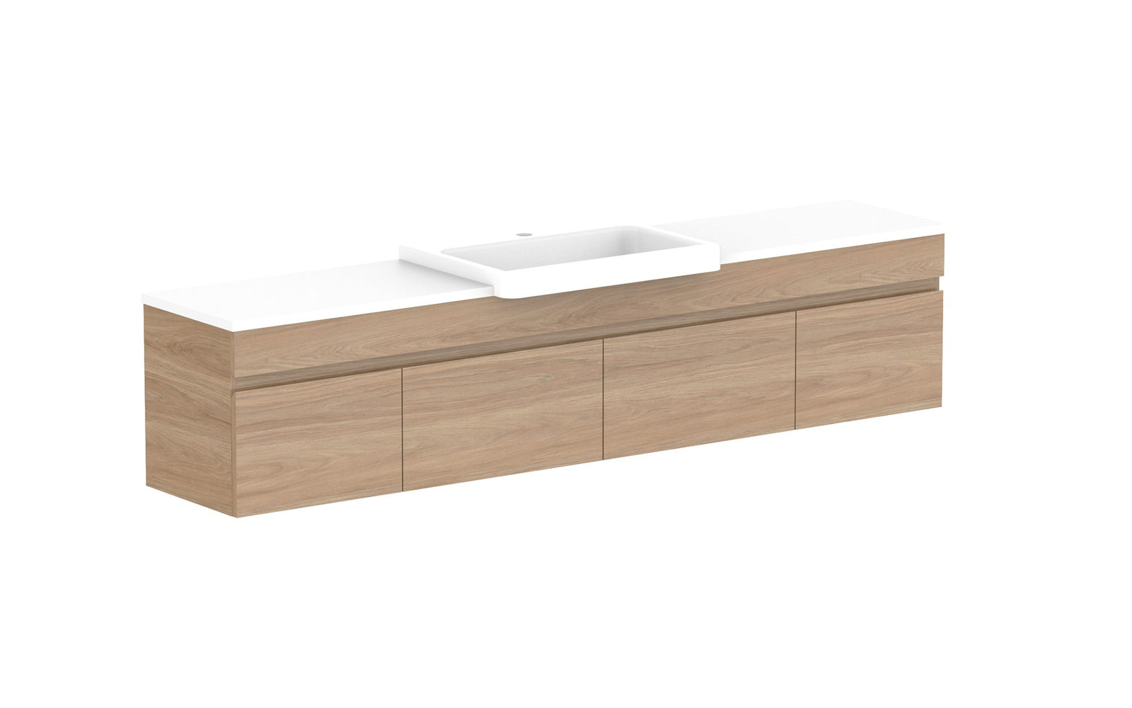 ADP Glacier Semi-Recessed Door & Drawer Slim Wall Hung Vanity 1800mm centre bowl, benchtop