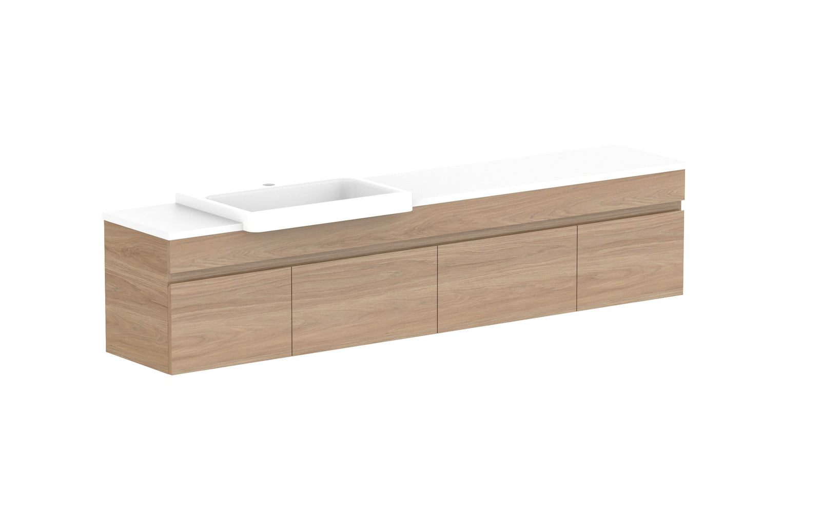 ADP Glacier Semi-Recessed Door & Drawer Slim Wall Hung Vanity 1800mm left offset bowl, benchtop