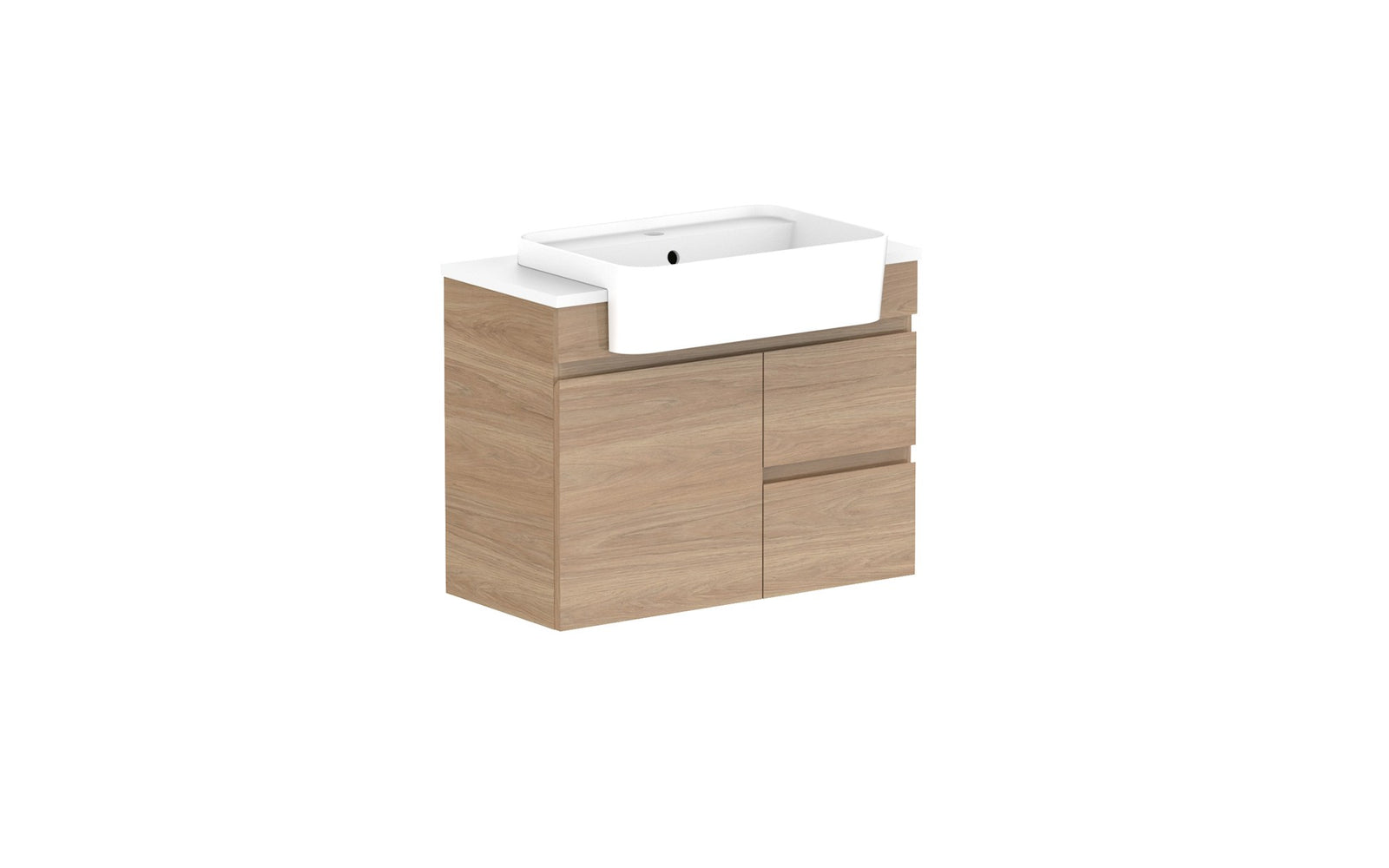 ADP Glacier Semi-Recessed Door & Drawer Twin Wall Hung Vanity 750mm centre bowl, benchtop