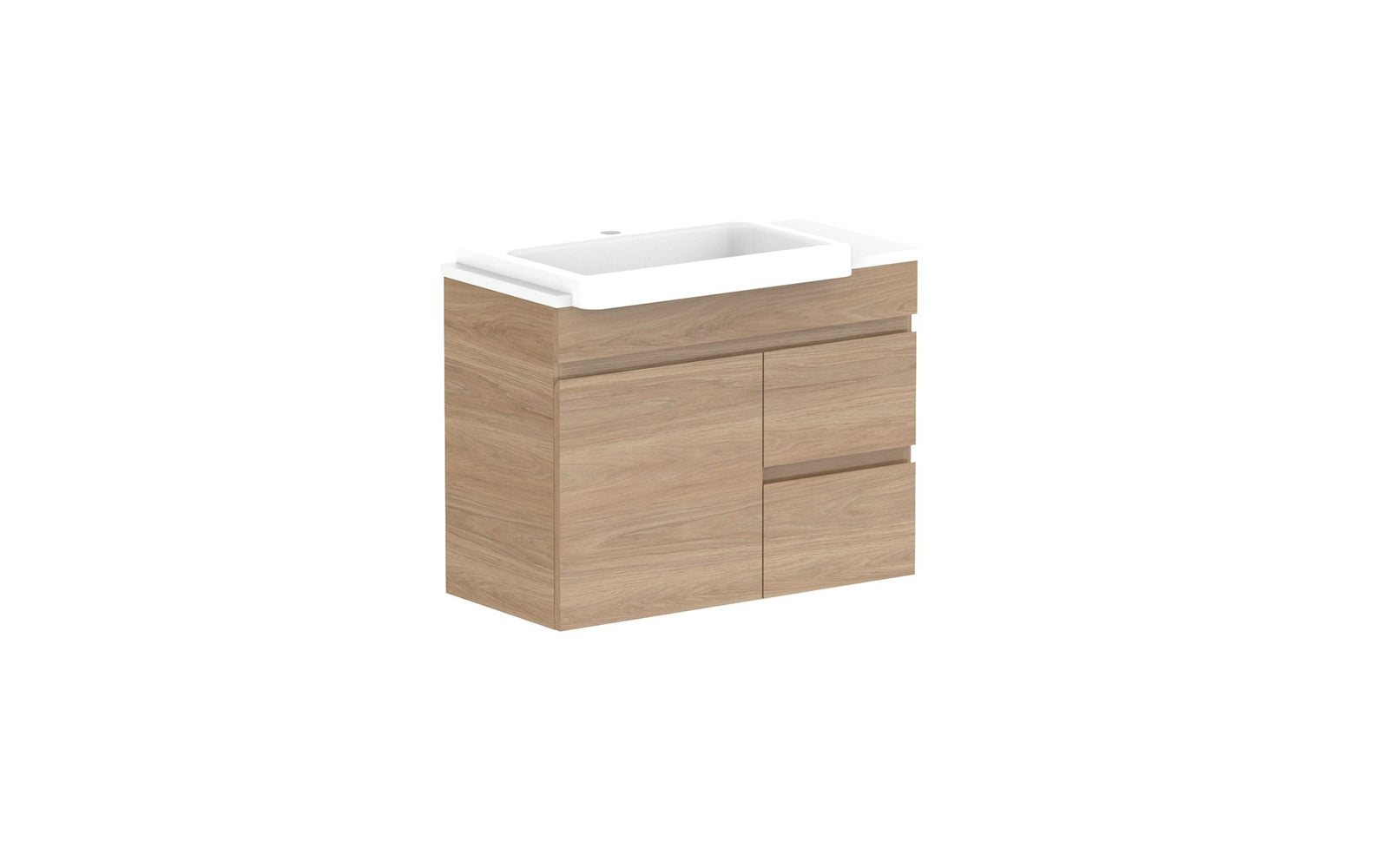 ADP Glacier Semi-Recessed Door & Drawer Twin Wall Hung Vanity 750mm left offset bowl, benchtop