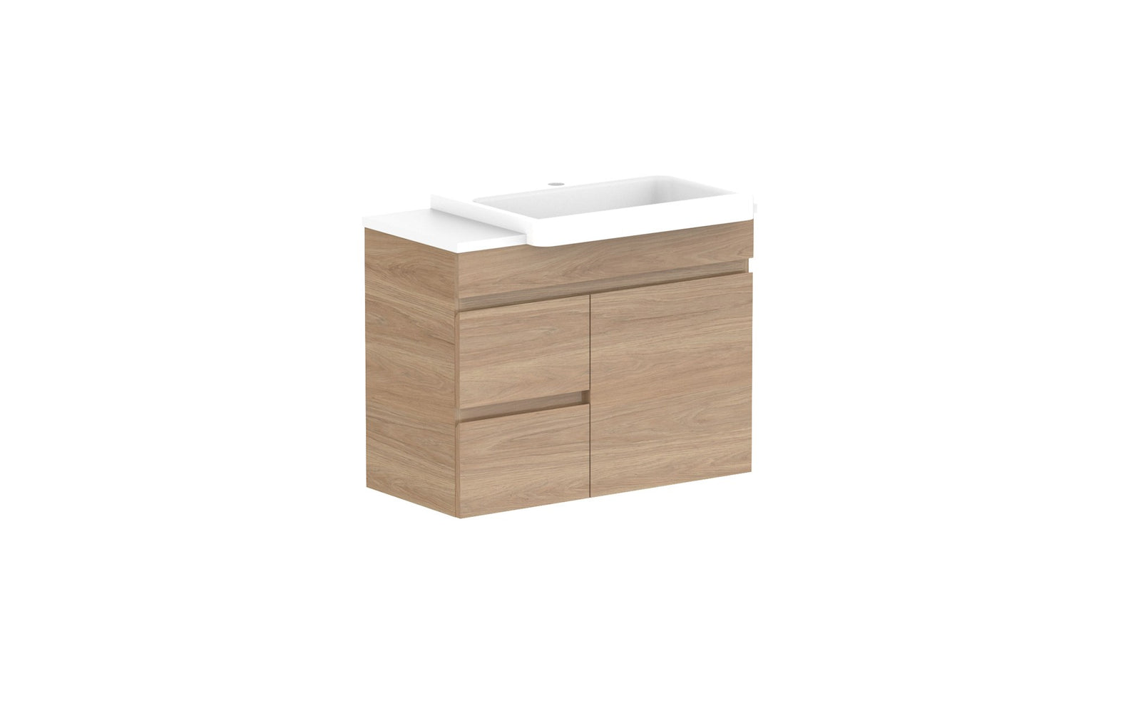 ADP Glacier Semi-Recessed Door & Drawer Twin Wall Hung Vanity 750mm right offset bowl, benchtop