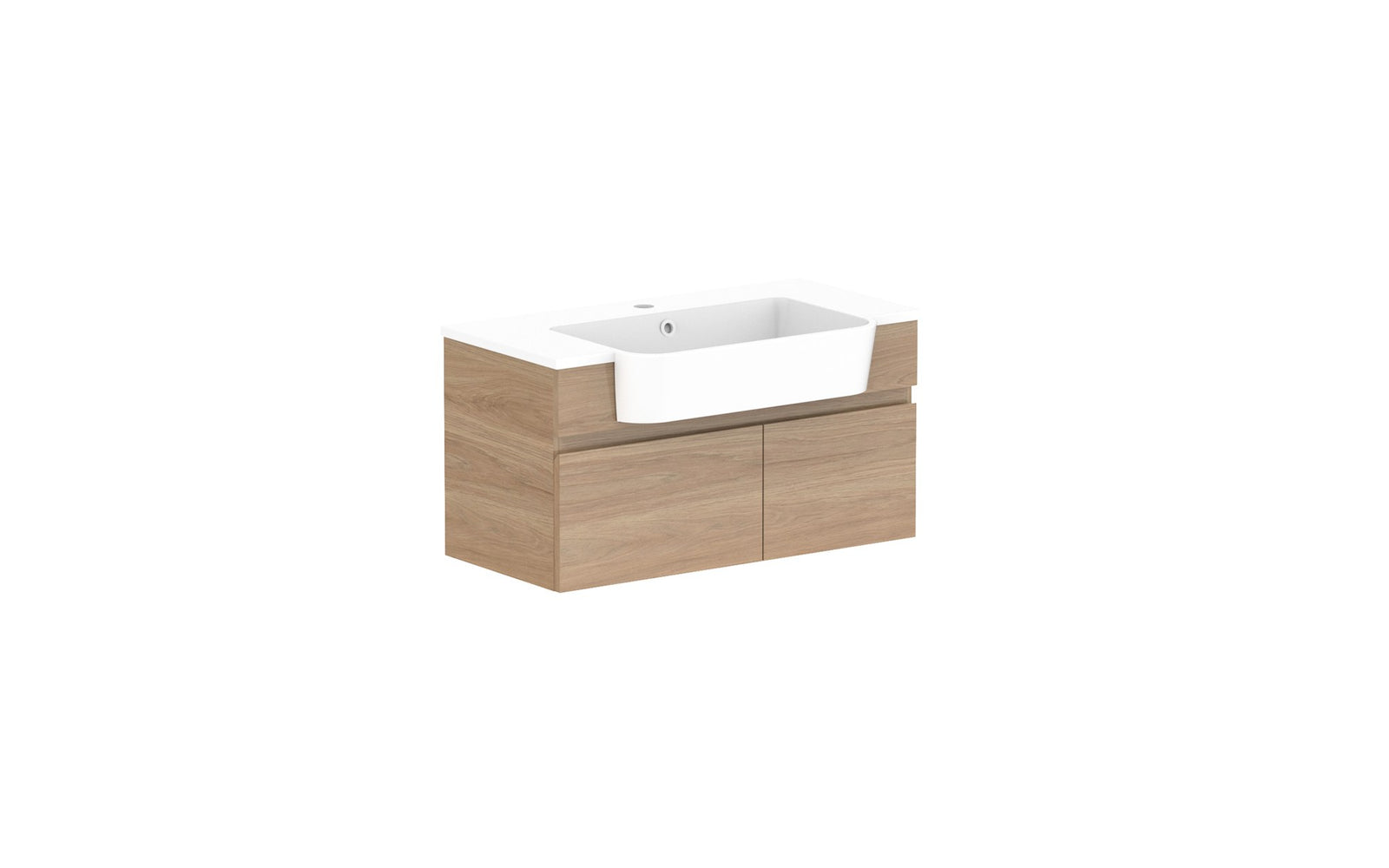 ADP Glacier Semi-Recessed Door & Drawer Slim Wall Hung Vanity 750mm, cast marble top