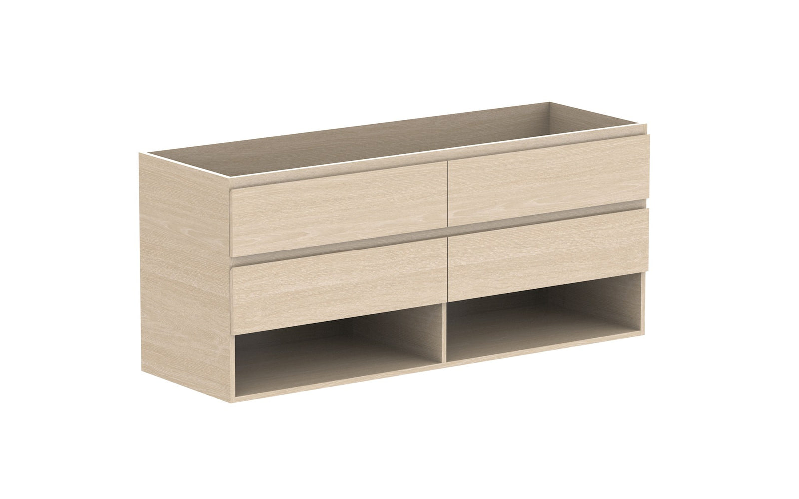 ADP Glacier Full Depth Shelf Twin Wall Hung Vanity 1500mm cabinet only