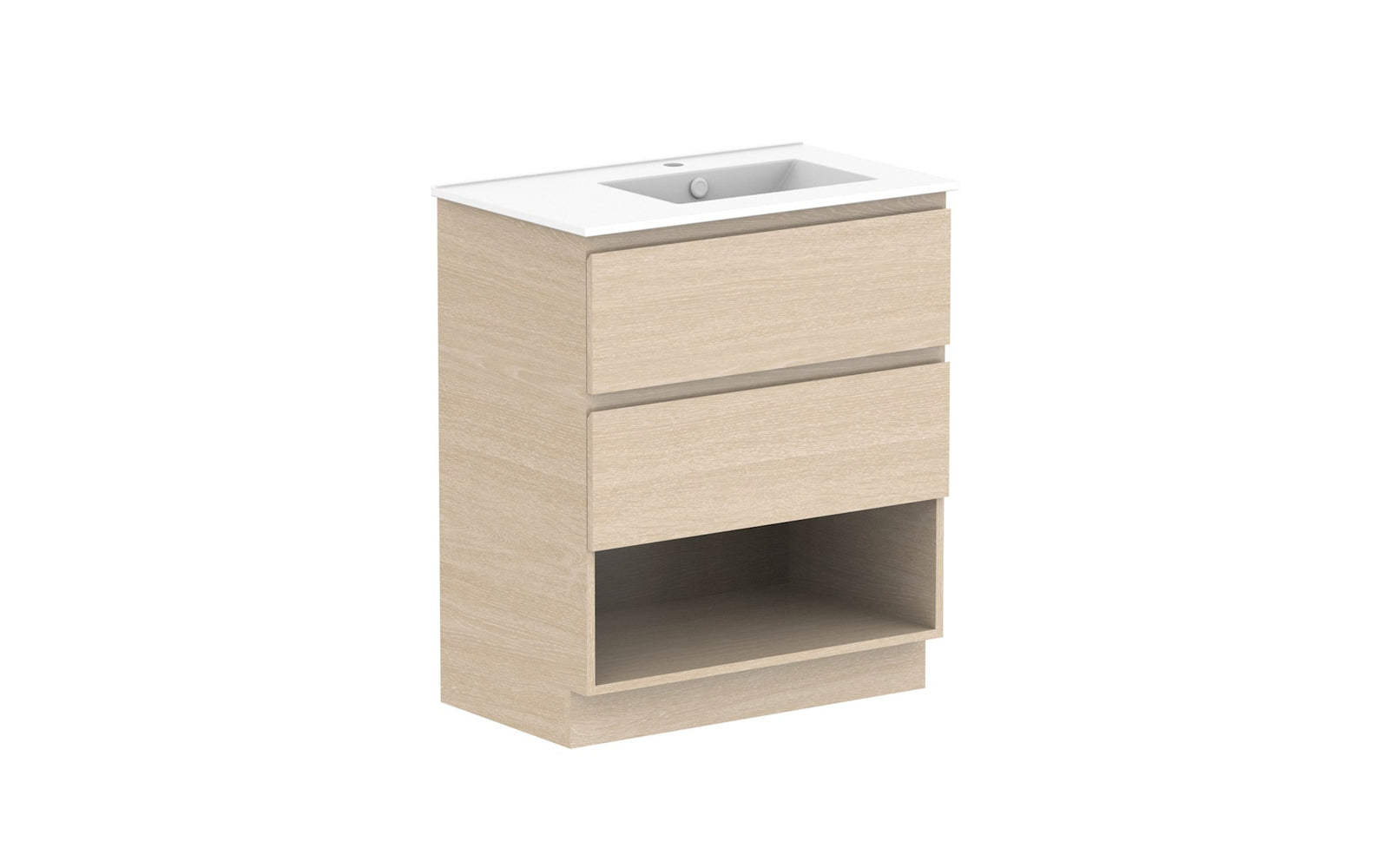 ADP Glacier Full Depth Shelf Twin Floor Mount Vanity 750mm right offset bowl, ceramic top