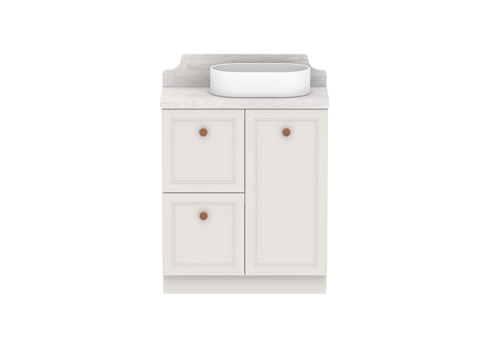 ADP Mabel Ensuite Floor Mount Vanity 750mm right offset bowl, front view