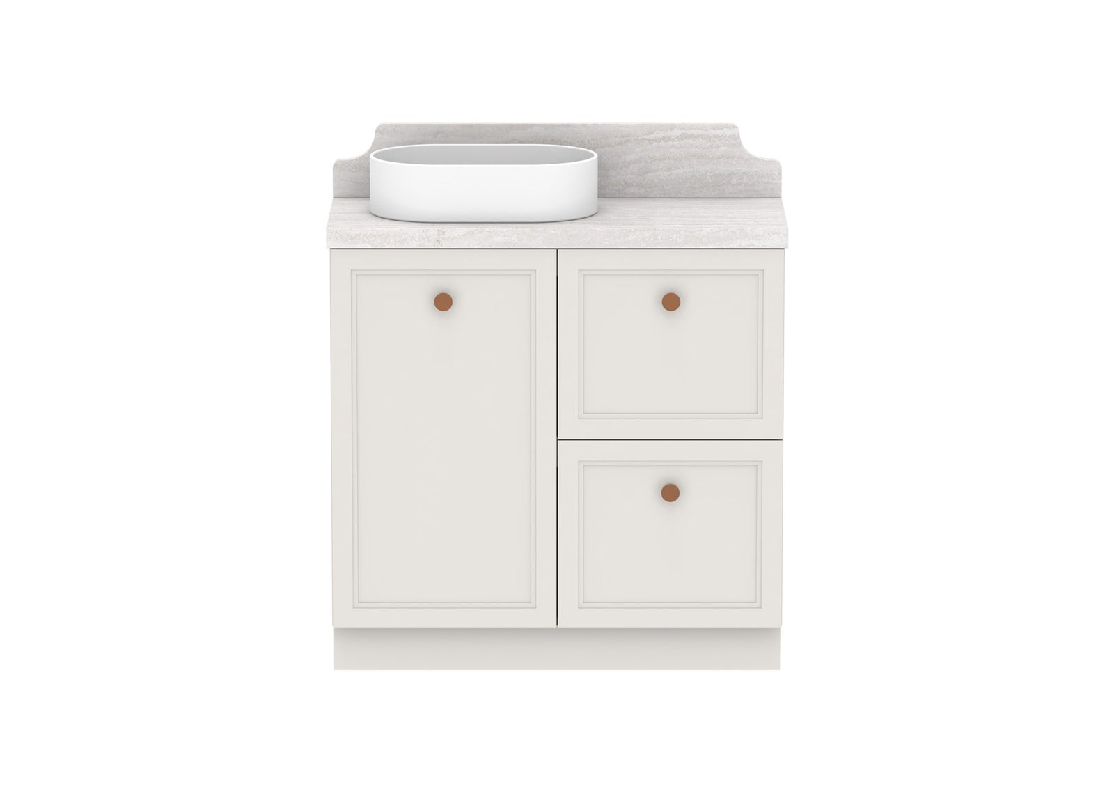 ADP Mabel Ensuite Floor Mount Vanity 900mm left offset bowl, front view