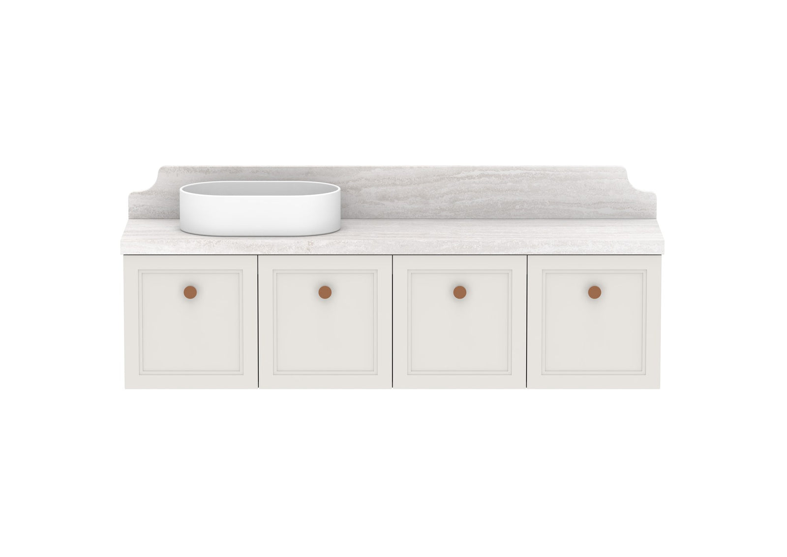 ADP Mabel Ensuite Wall Hung Vanity 1500mm left offset bowl, front view