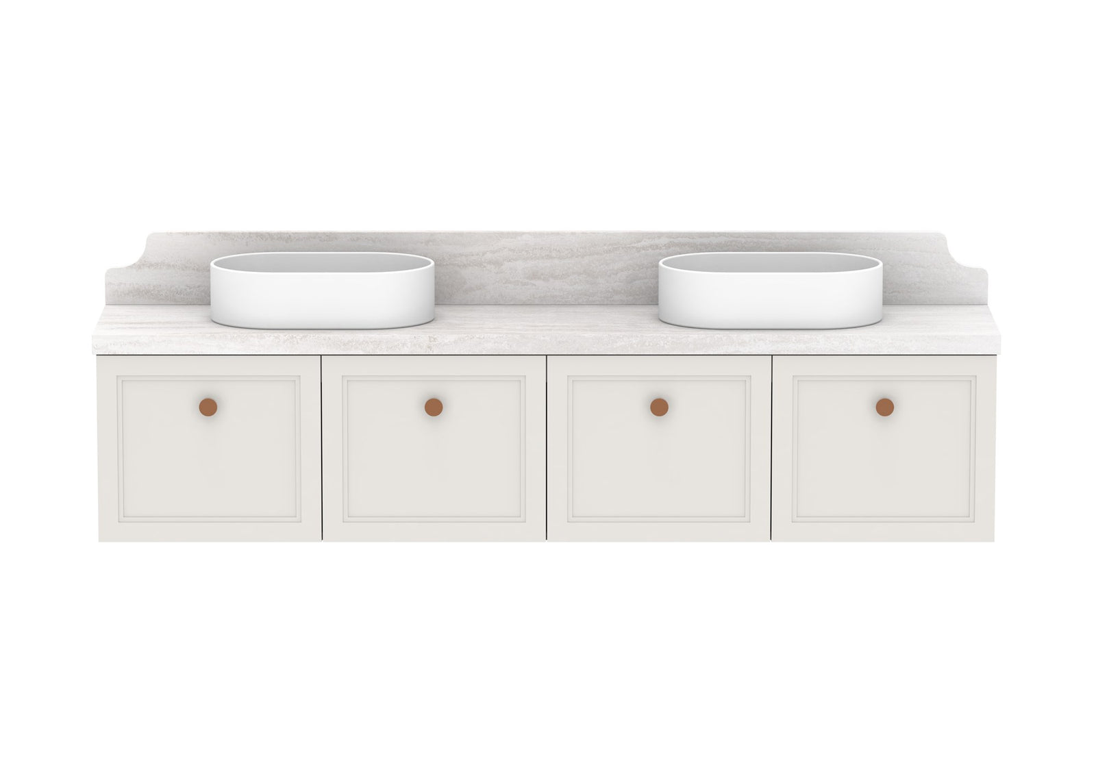 ADP Mabel Ensuite Wall Hung Vanity 1800mm double bowl, front view
