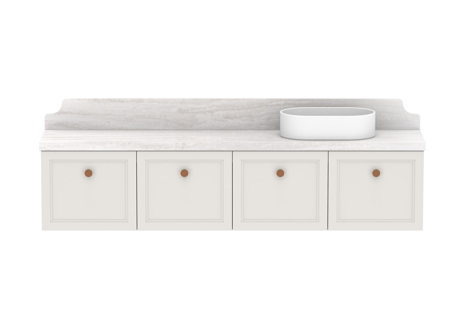ADP Mabel Ensuite Wall Hung Vanity 1800mm right offset bowl, front view