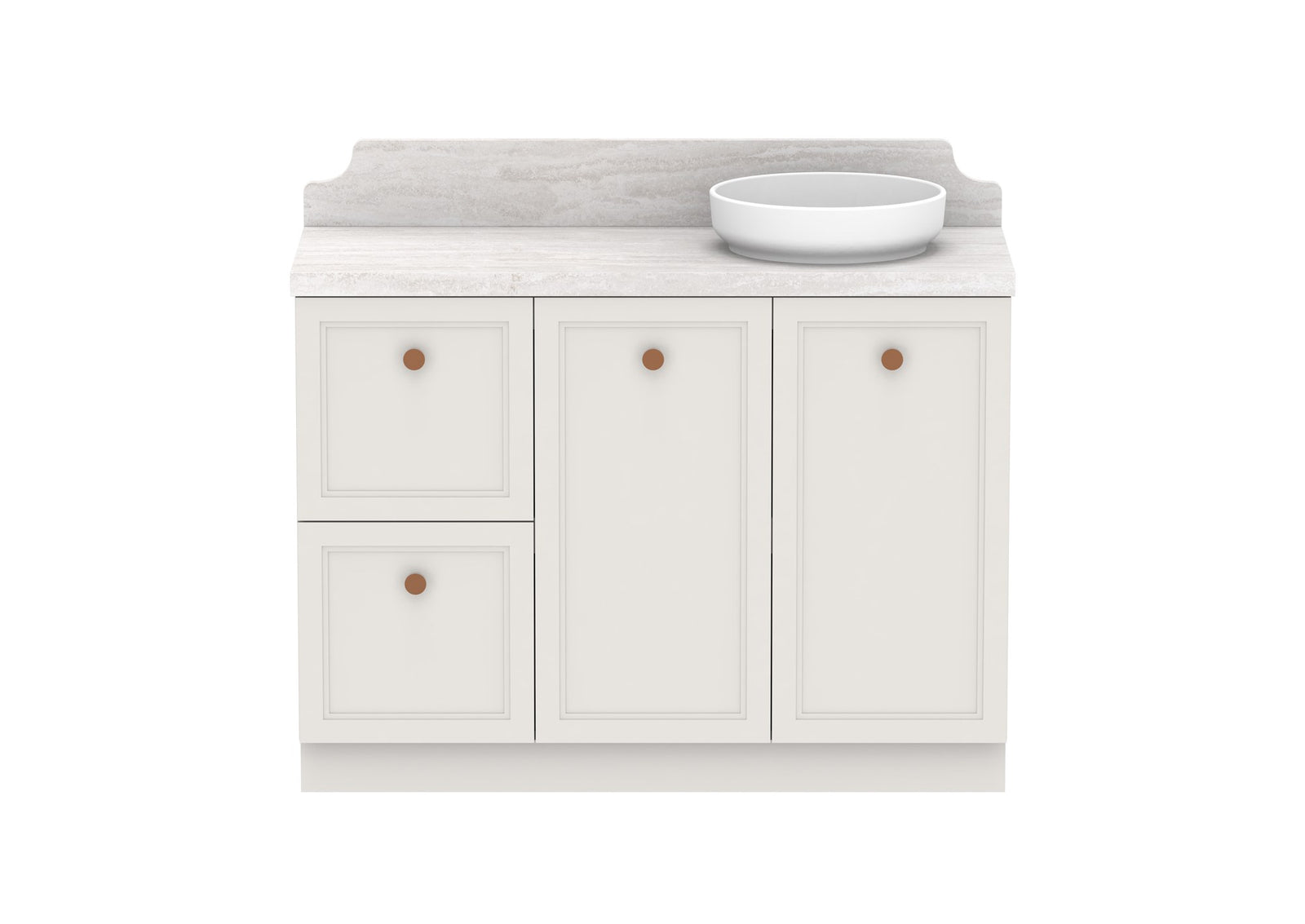ADP Mabel Full Depth Floor Mount Vanity 1200mm right offset bowl, front view