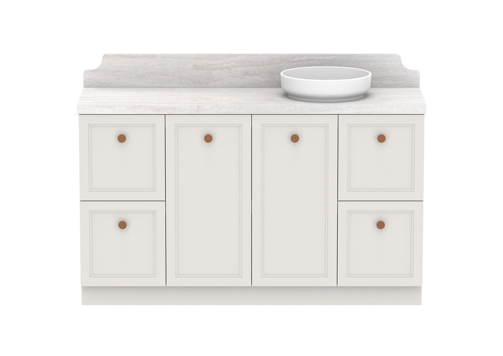 ADP Mabel Full Depth Floor Mount Vanity 1500mm right offset bowl, front view