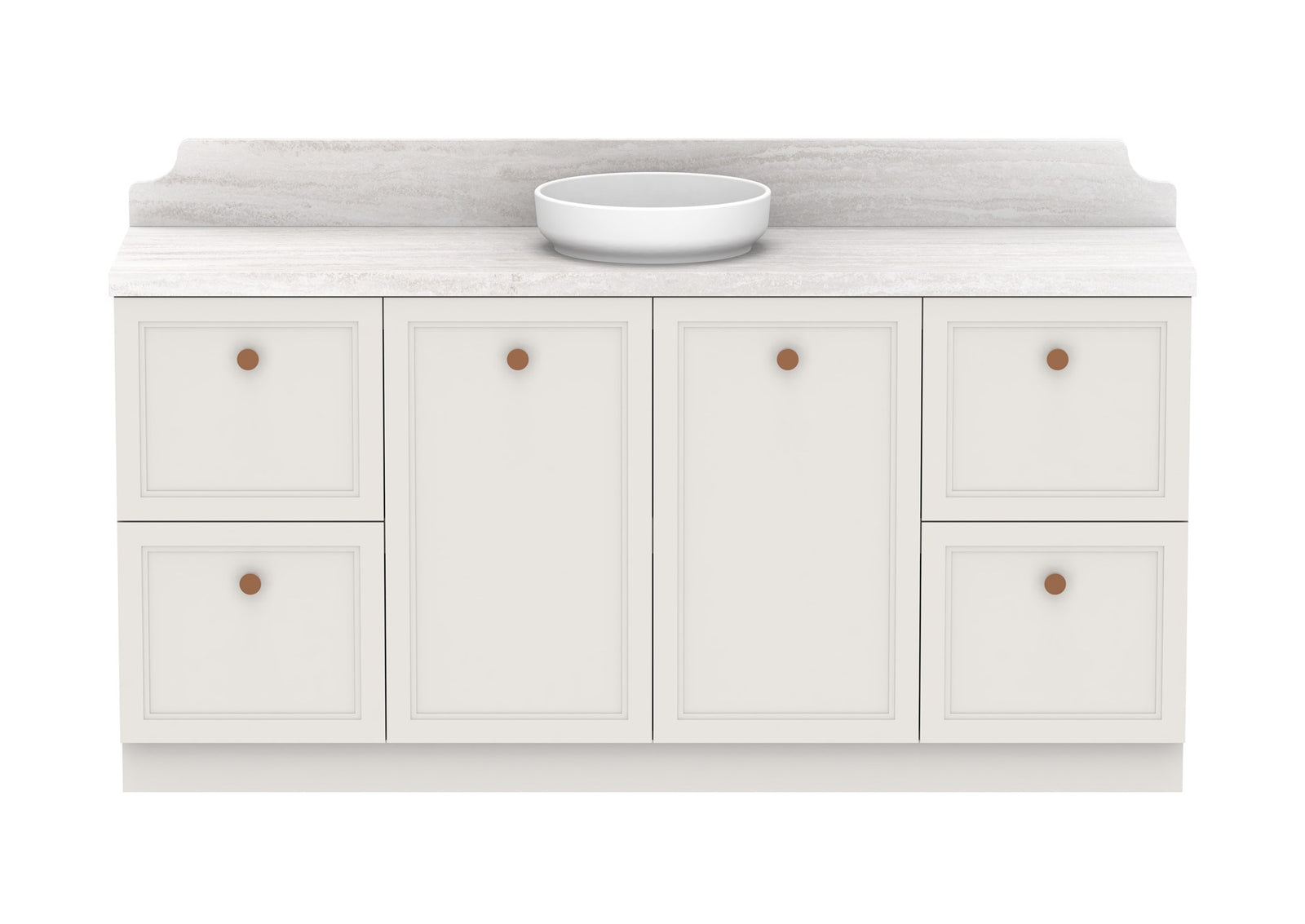 ADP Mabel Full Depth Floor Mount Vanity 1800mm centre bowl, front view