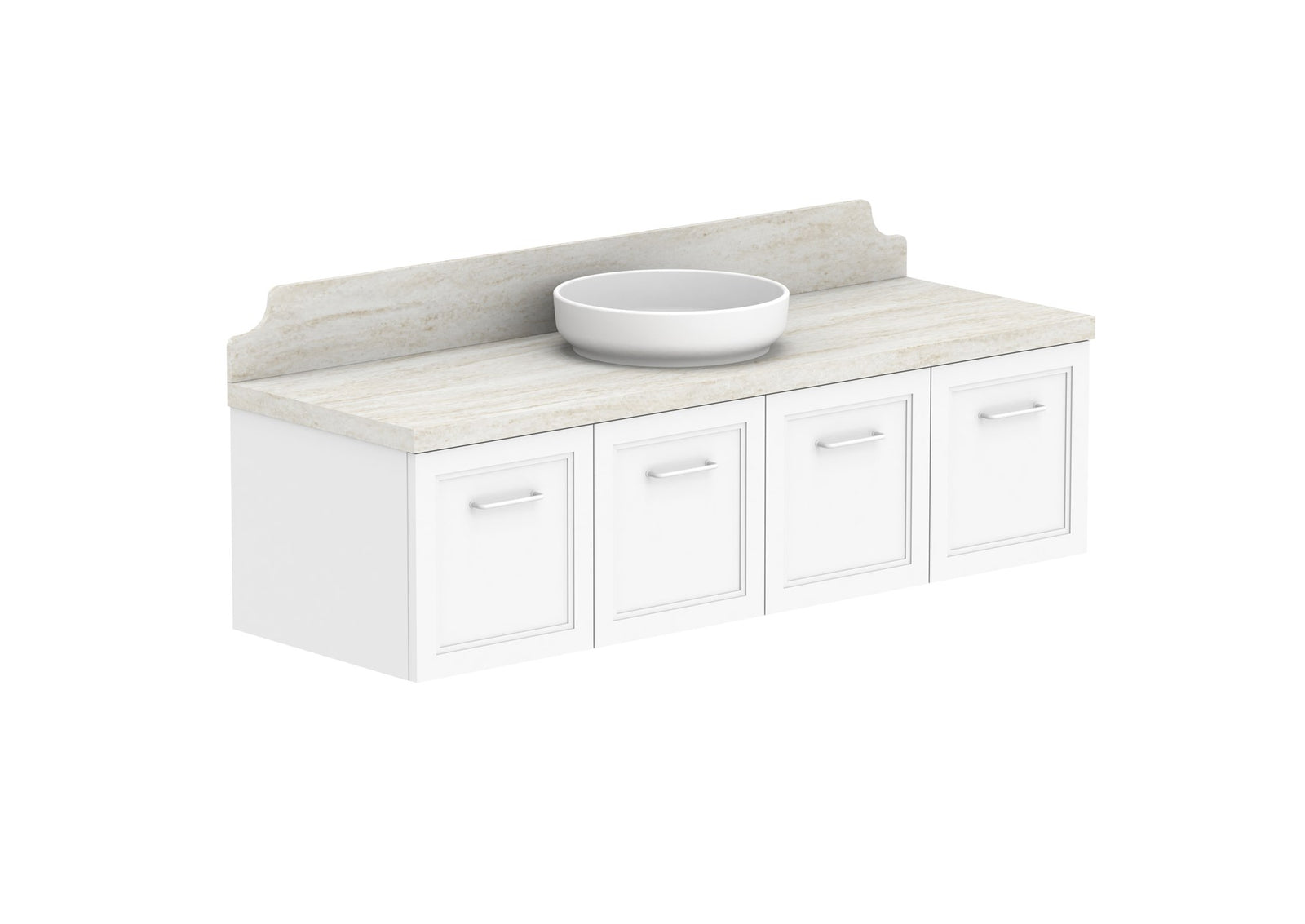 ADP Mabel Full Depth Wall Hung Vanity 1500mm centre bowl, with handles