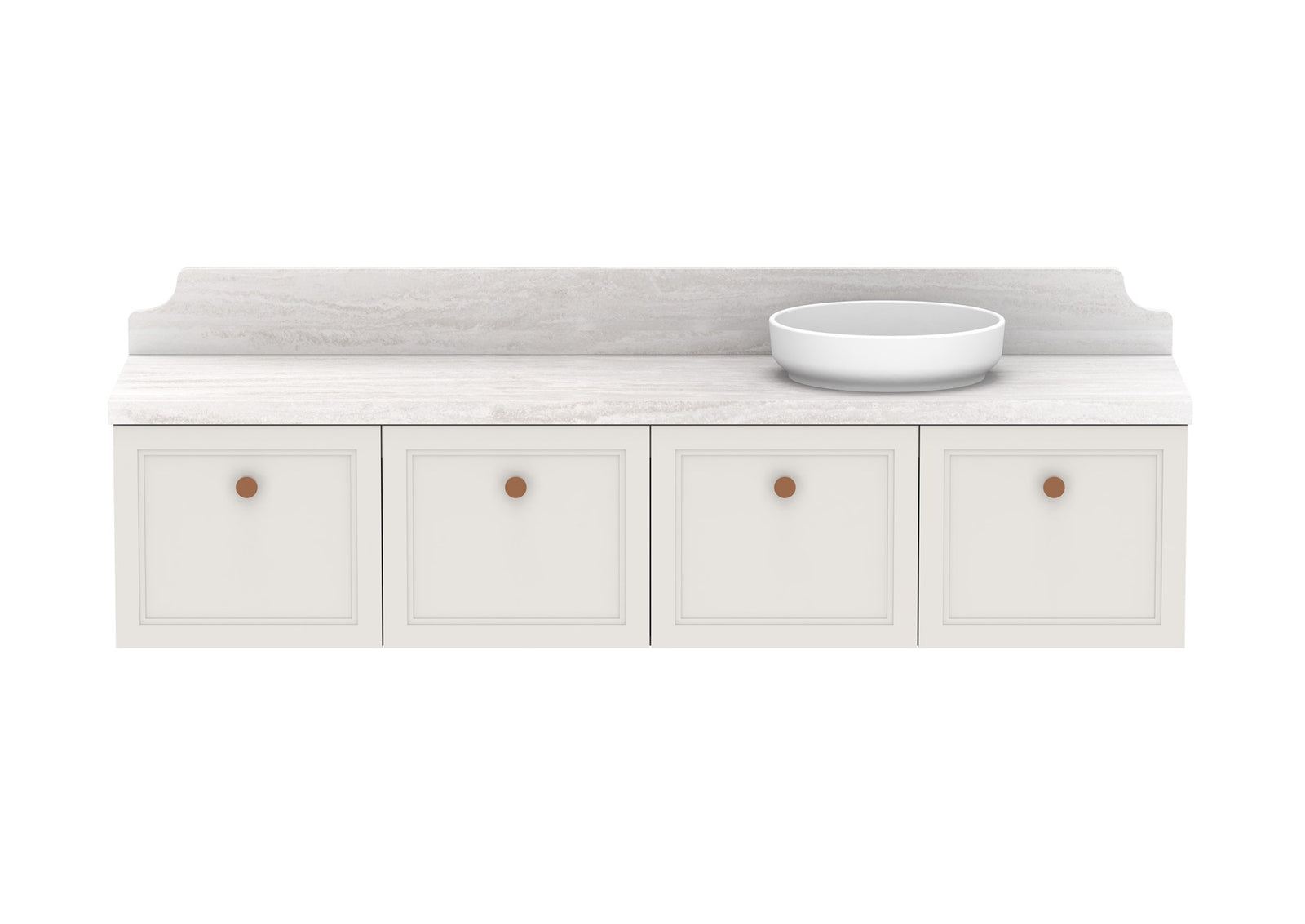 ADP Mabel Full Depth Wall Hung Vanity 1800mm right offset bowl, front view