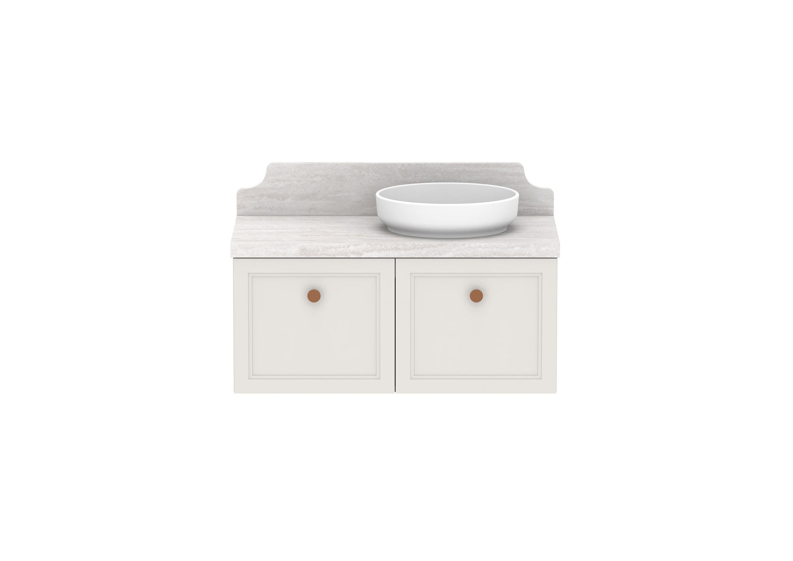 ADP Mabel Full Depth Wall Hung Vanity 900mm right offset bowl, front view