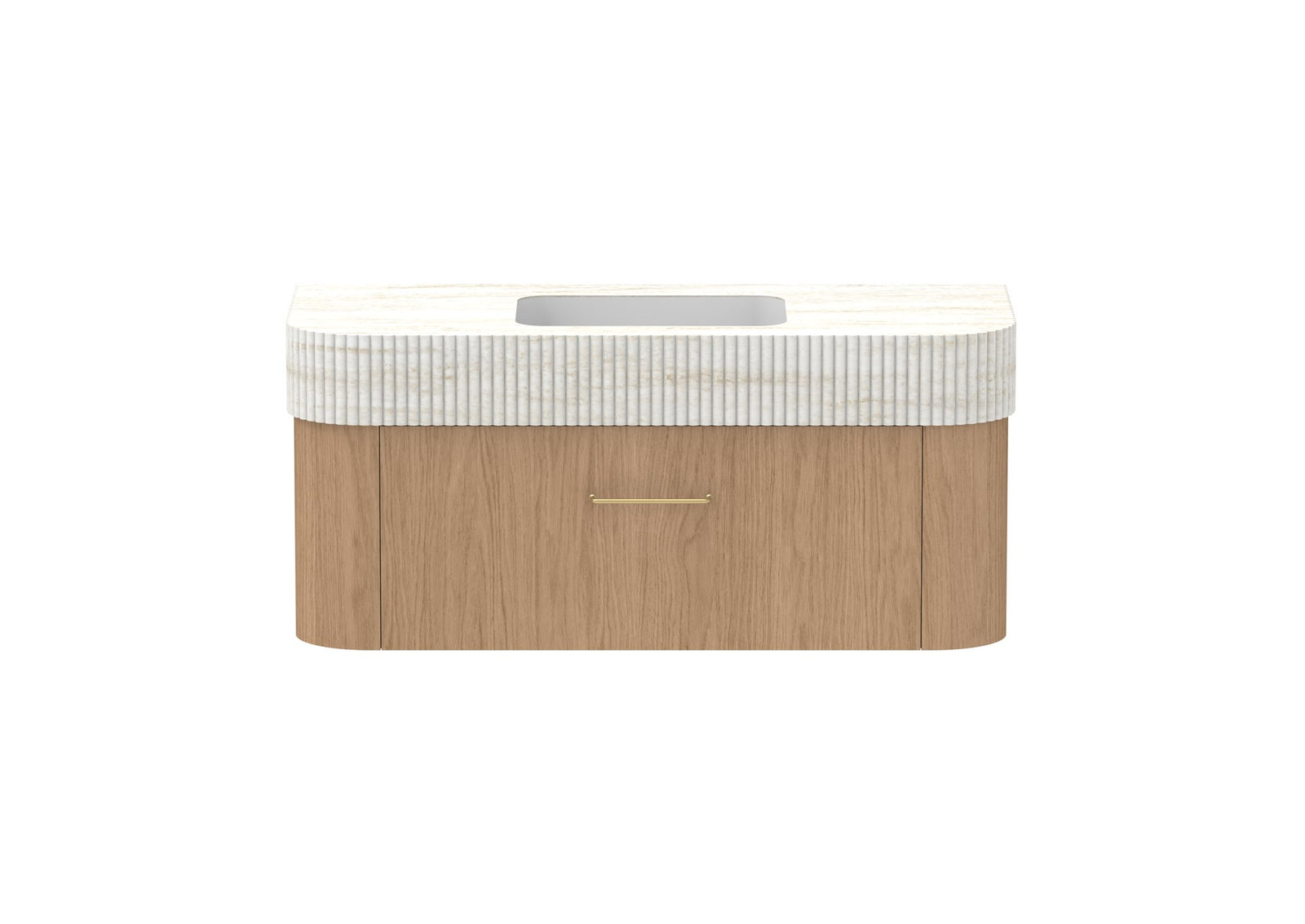 ADP Surry Wall Hung Vanity 1200mm centre bowl in Boston Oak, Imperial top, front view