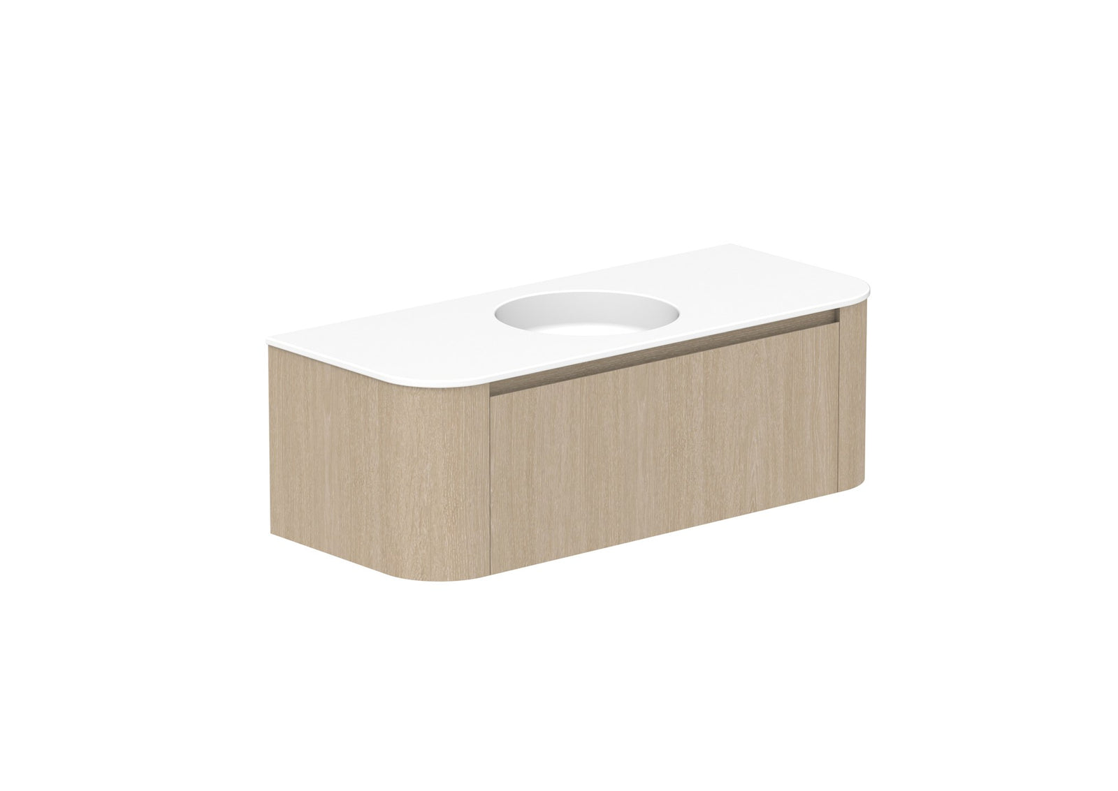 ADP Surry Wall Hung Vanity 1200mm centre bowl in Coastal Oak, ceramic top