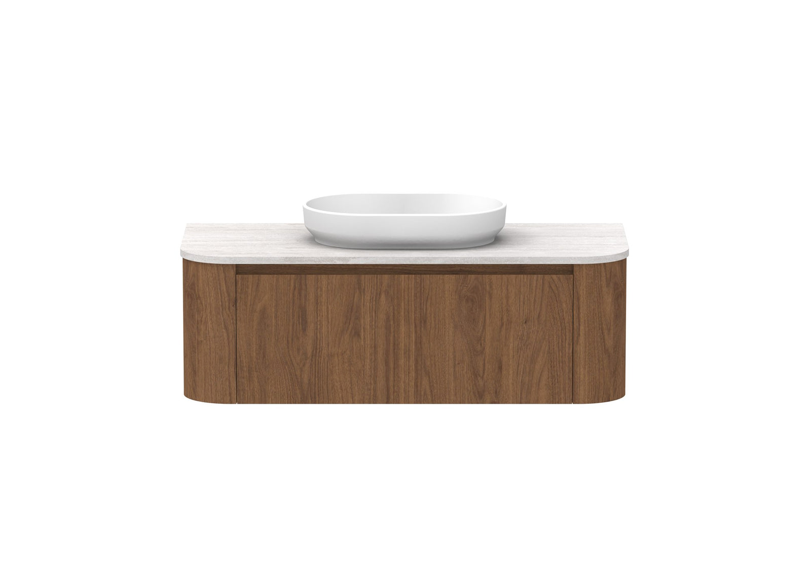 ADP Surry Wall Hung Vanity 1200mm centre bowl in Florentine Walnut, front view
